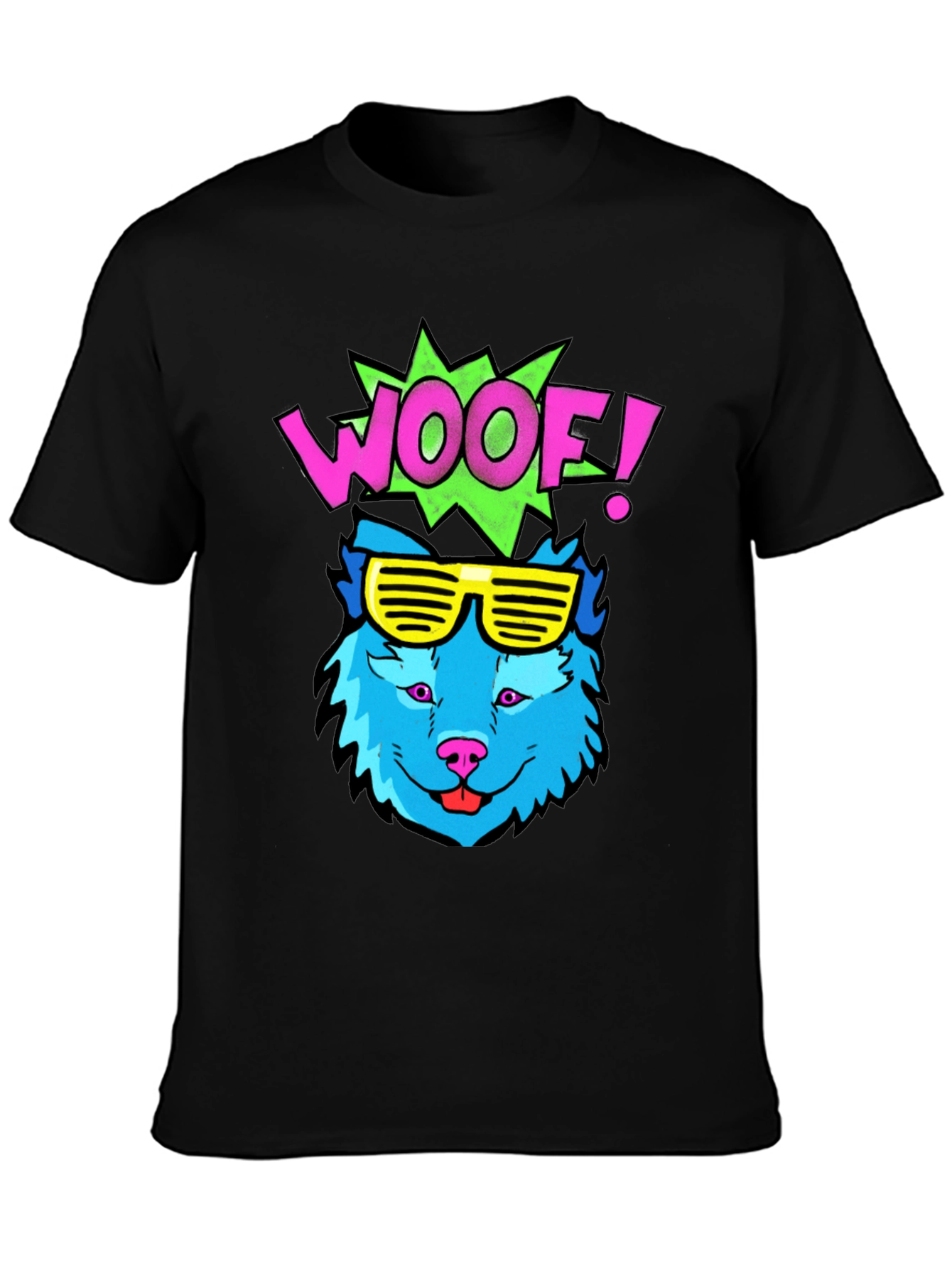 Woof! Graphic Tee - Cool Blue Dog with Sunglasses