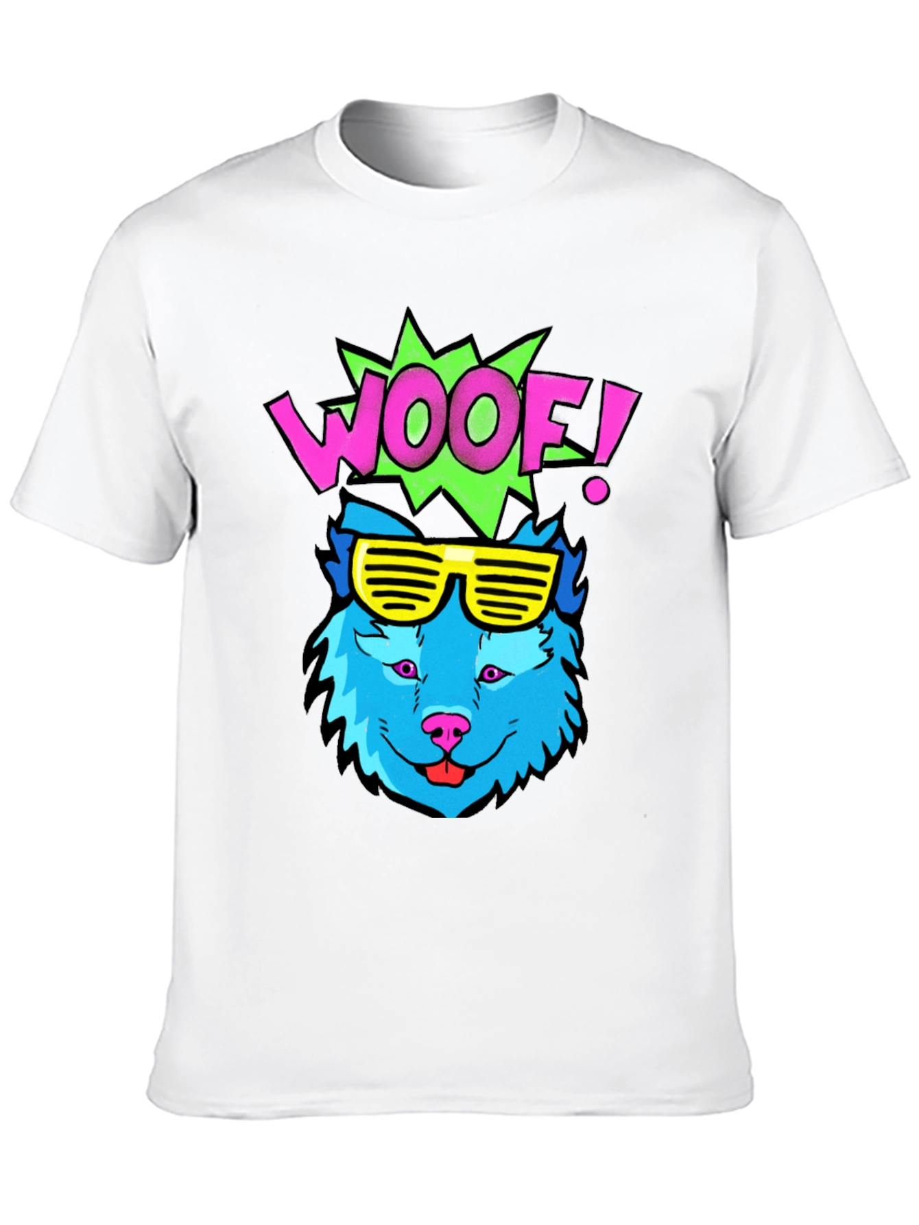 Woof! Graphic Tee - Cool Blue Dog with Sunglasses