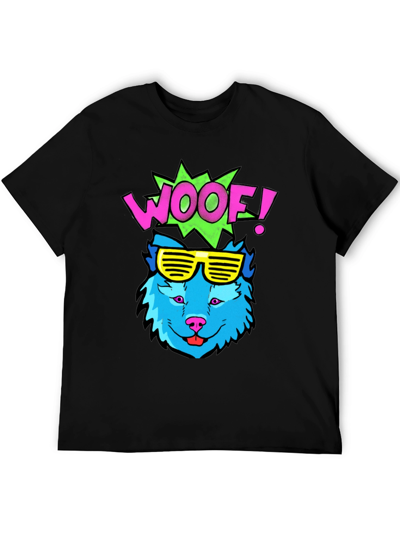 Woof! Graphic Tee - Cool Blue Dog with Sunglasses