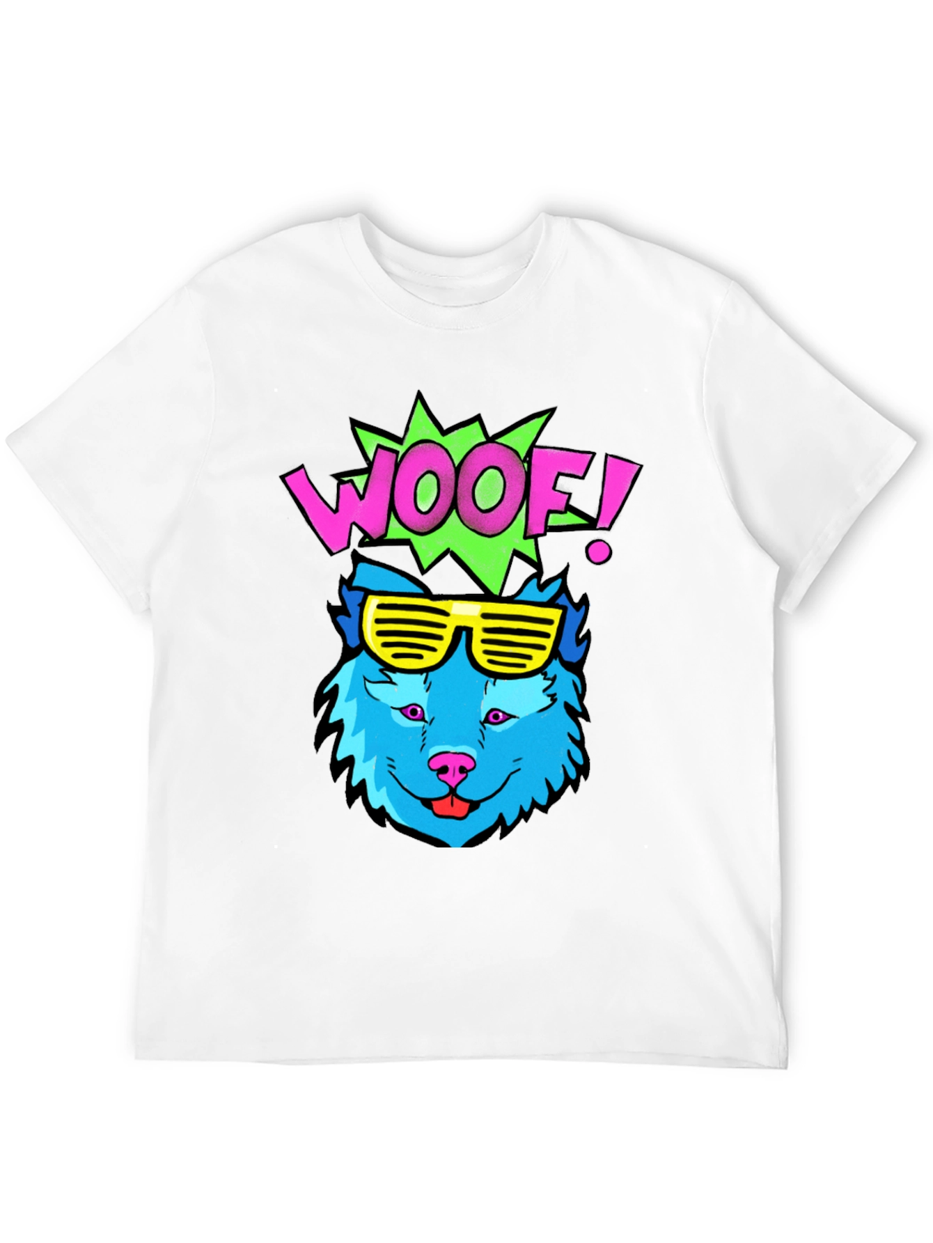 Woof! Graphic Tee - Cool Blue Dog with Sunglasses