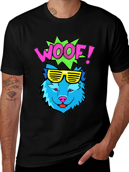 Woof! Graphic Tee - Cool Blue Dog with Sunglasses
