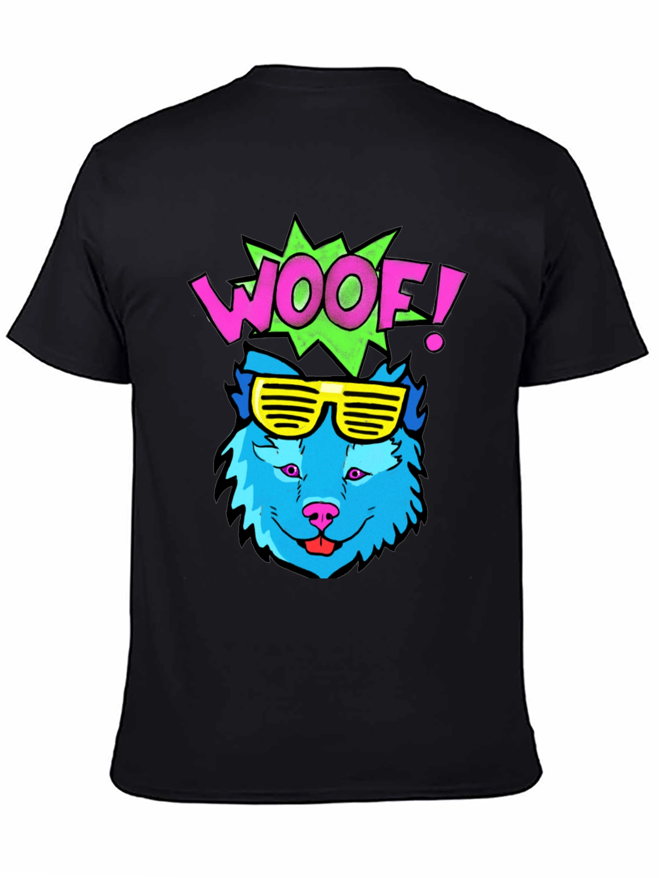 Woof! Graphic Tee - Cool Blue Dog with Sunglasses