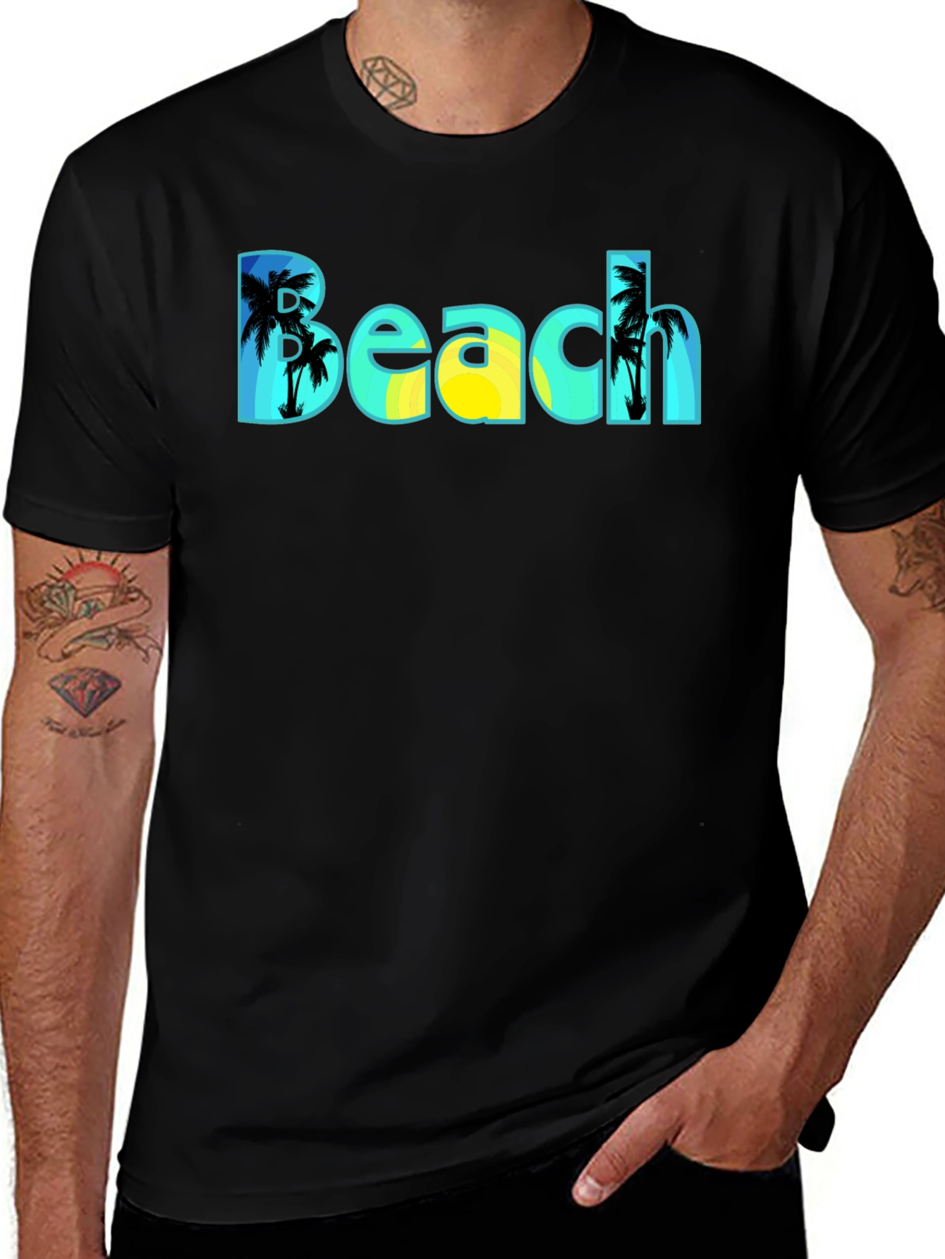 Beach T-Shirt - Tropical Palm Tree Design