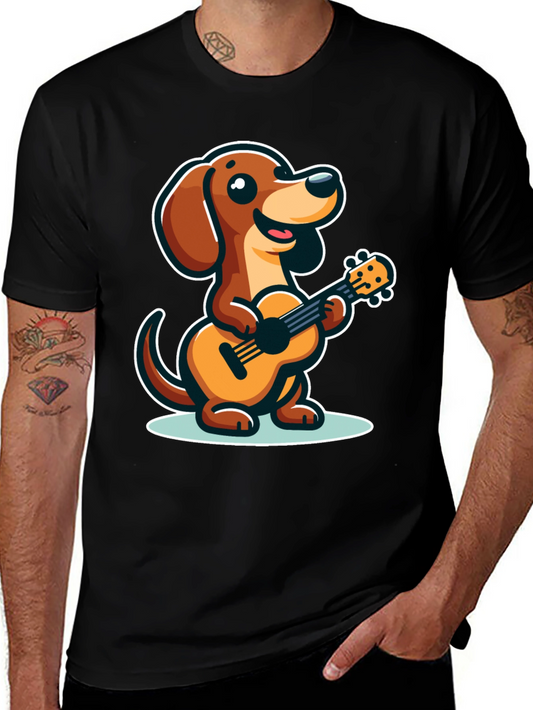 Cute Dog Playing Ukulele Graphic Tee