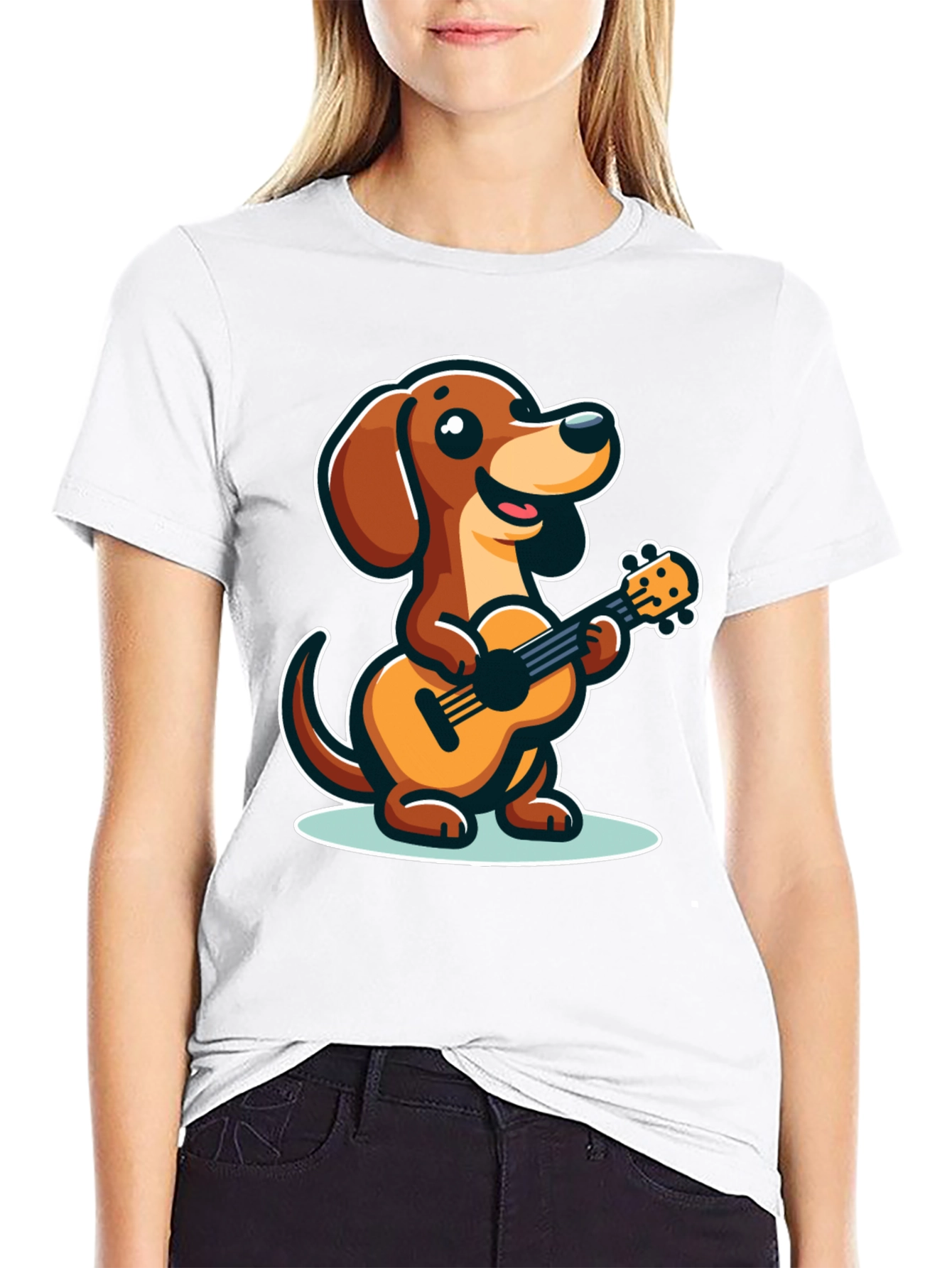 Cute Dog Playing Ukulele Graphic Tee