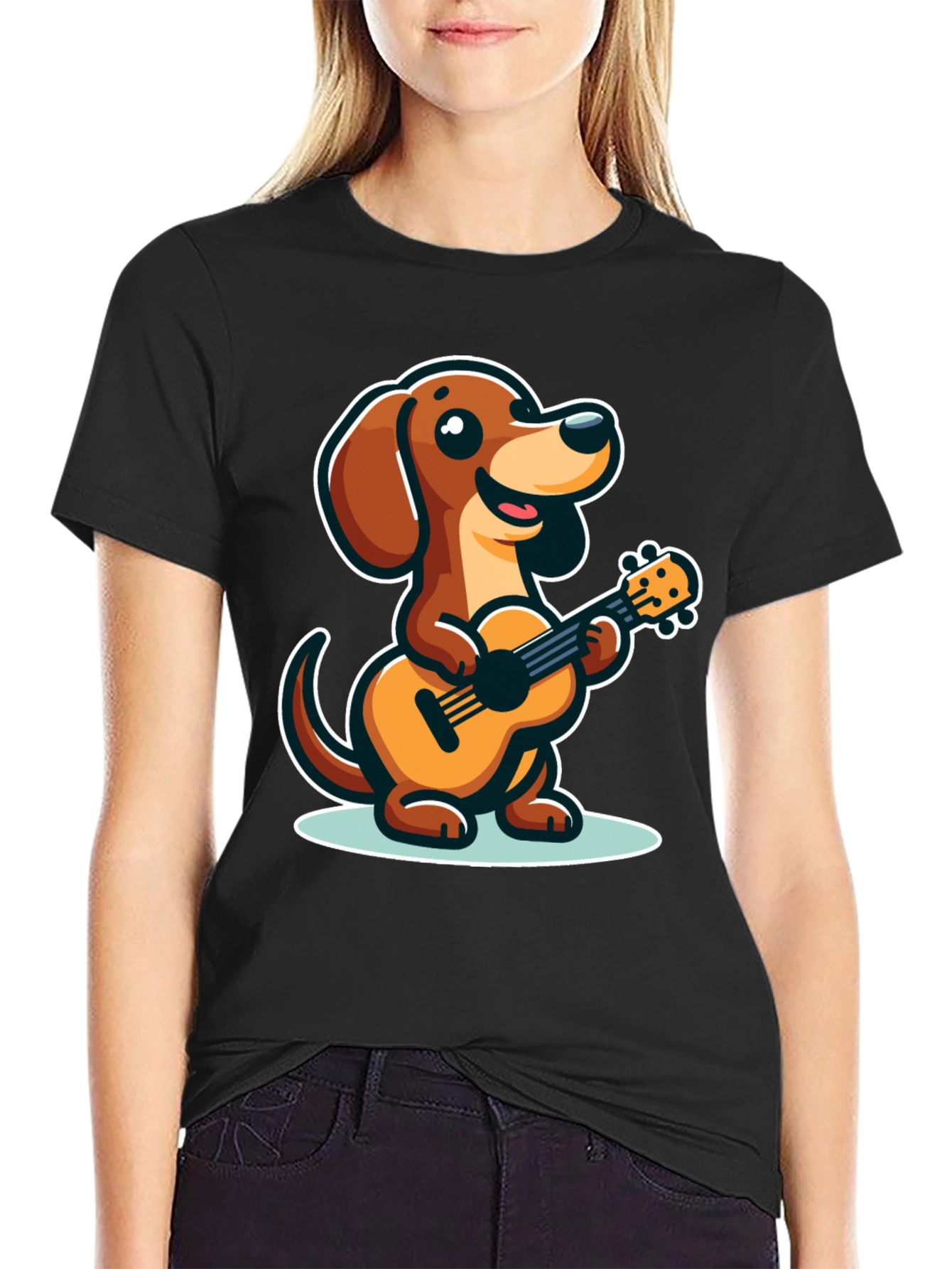Cute Dog Playing Ukulele Graphic Tee