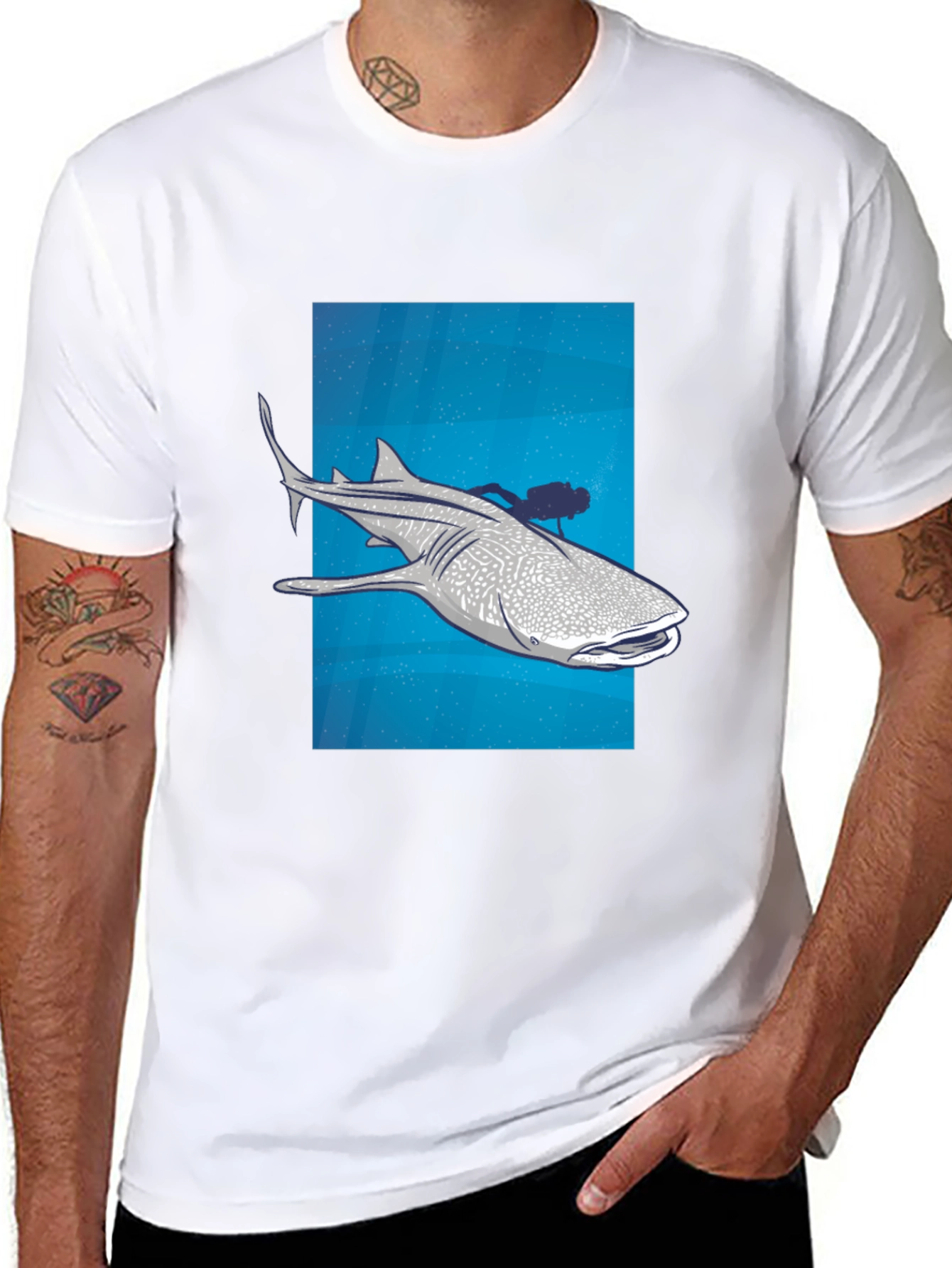 Whale Shark Scuba Diver Graphic Tee