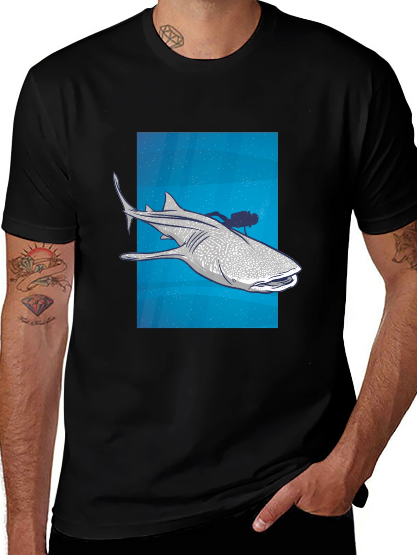 Whale Shark Scuba Diver Graphic Tee