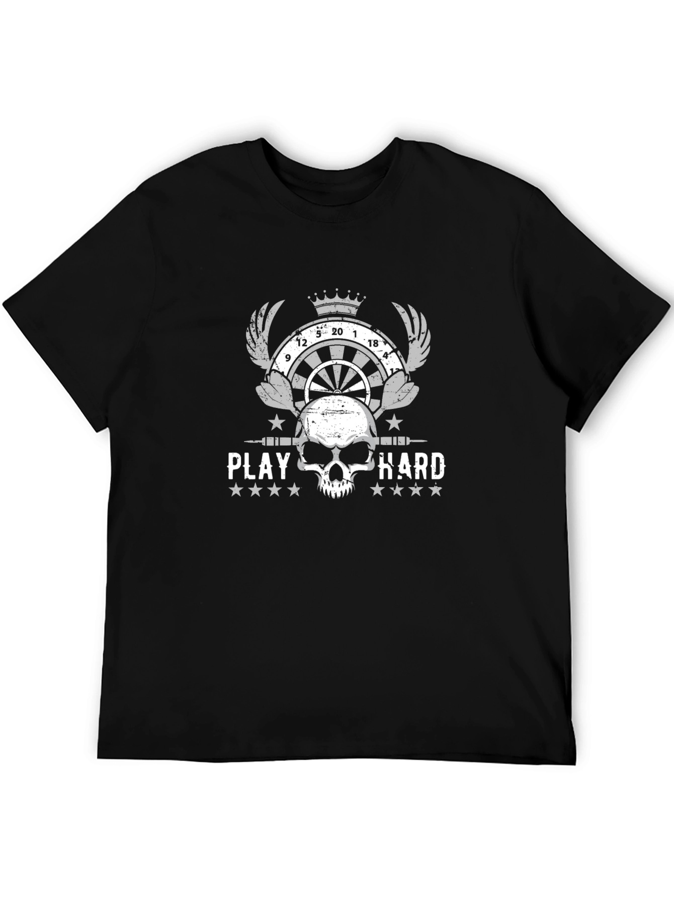 Play Hard Dart Skull Graphic Tee - Black