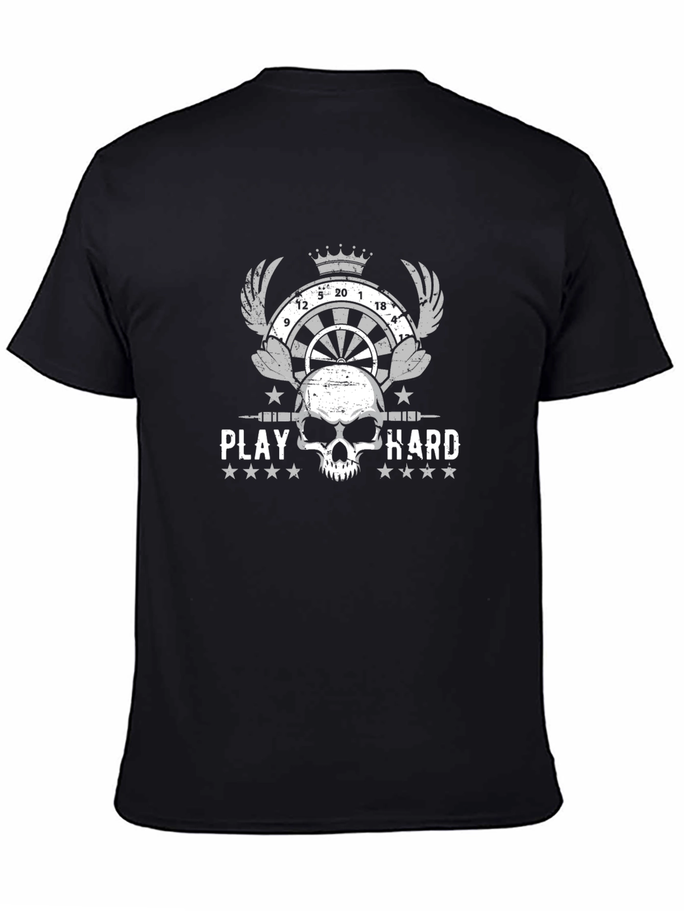 Play Hard Dart Skull Graphic Tee - Black