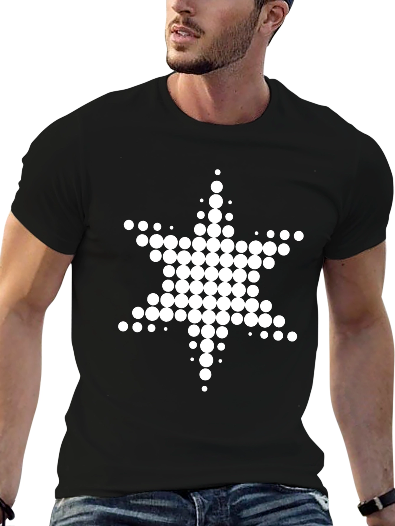 Geometric Starburst Mens Black Tee