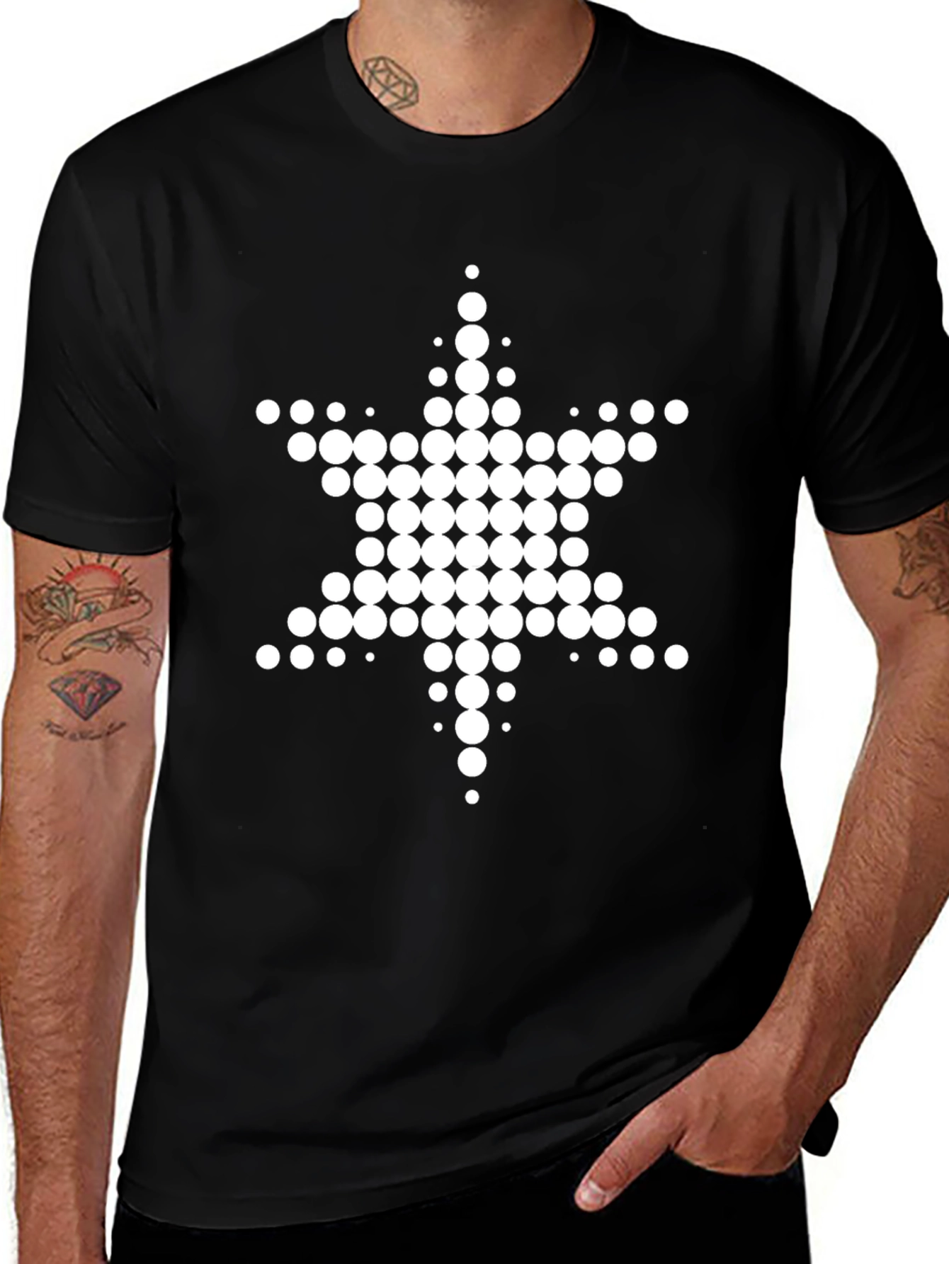 Geometric Starburst Mens Black Tee