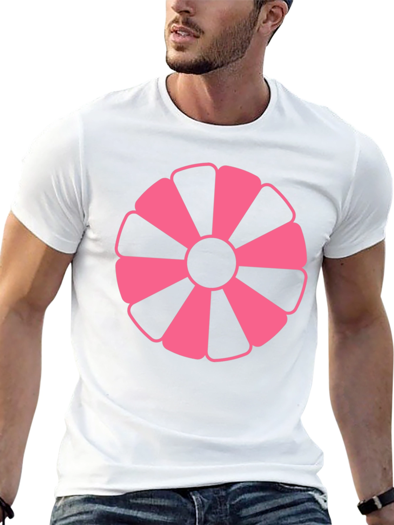Pink Petal Graphic Black T-Shirt