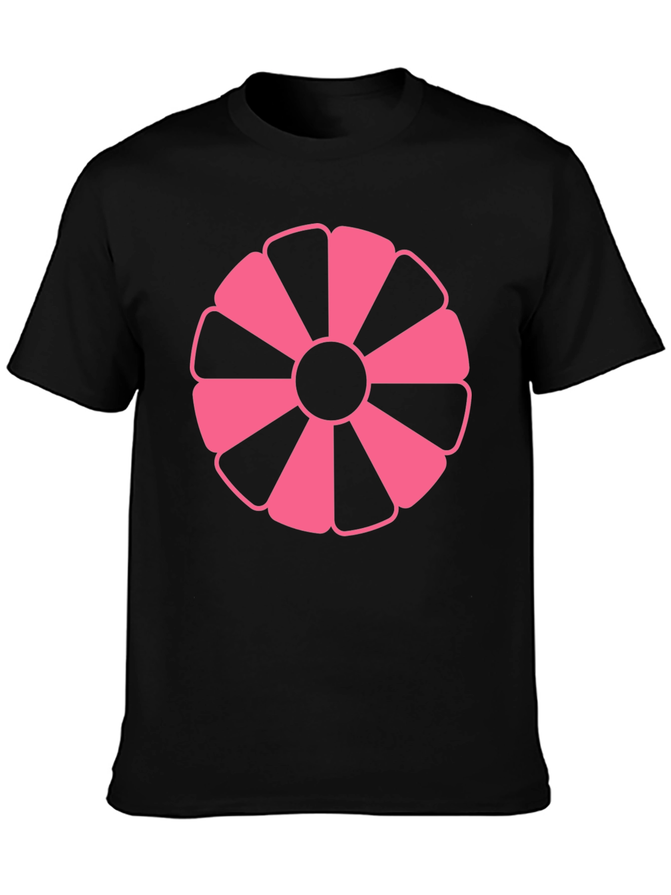Pink Petal Graphic Black T-Shirt
