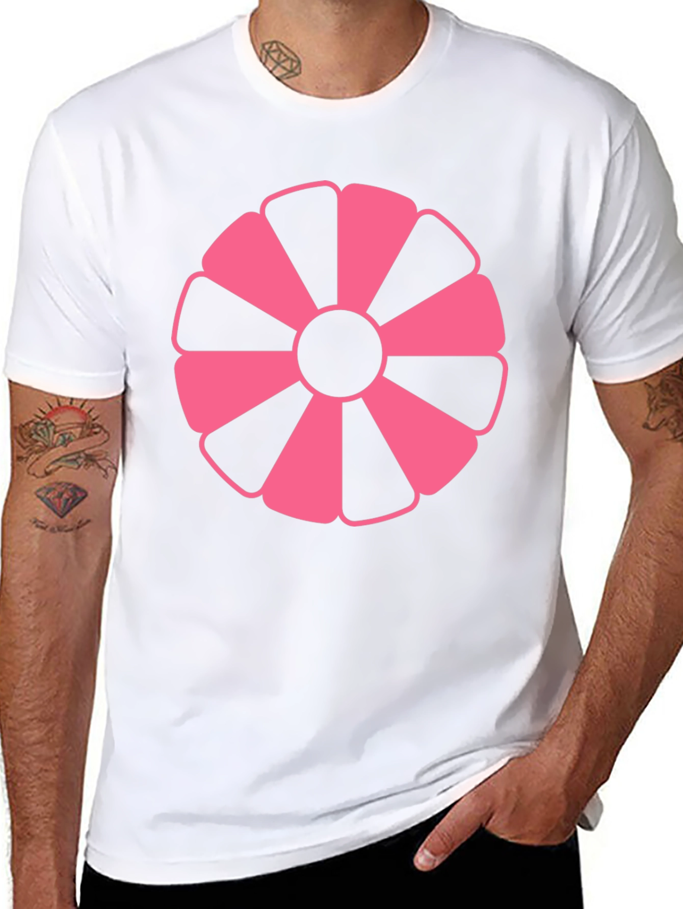 Pink Petal Graphic Black T-Shirt