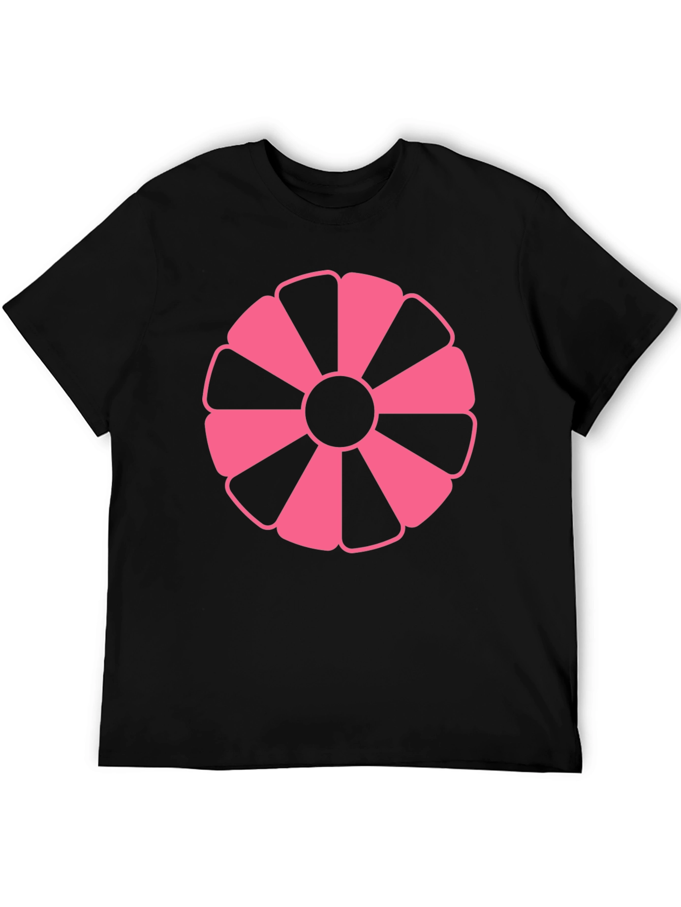 Pink Petal Graphic Black T-Shirt