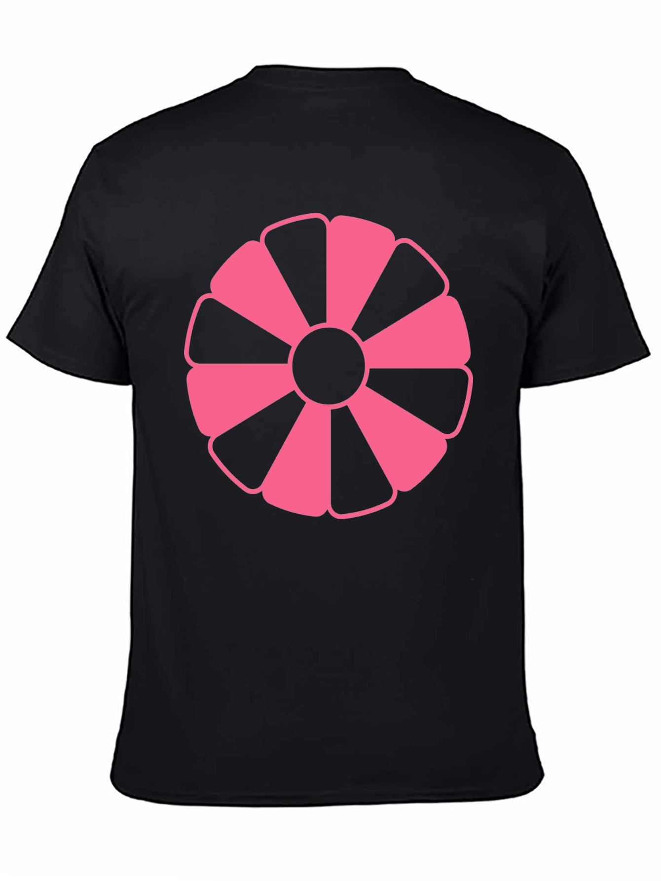 Pink Petal Graphic Black T-Shirt
