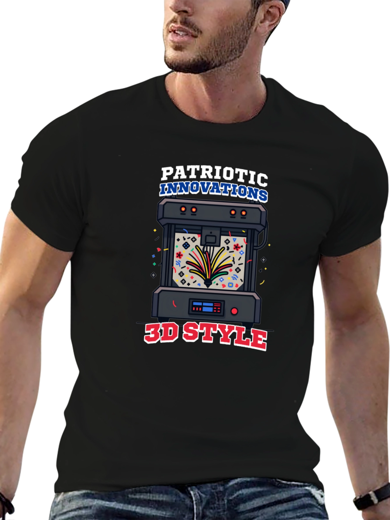 Patriotic Innovations 3D Style Black T-Shirt