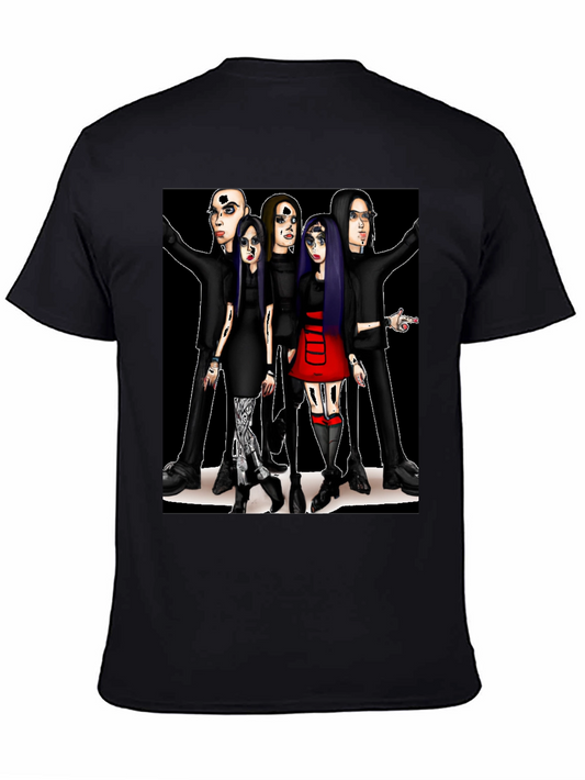 Cartoon Band Graphic T-Shirt Black