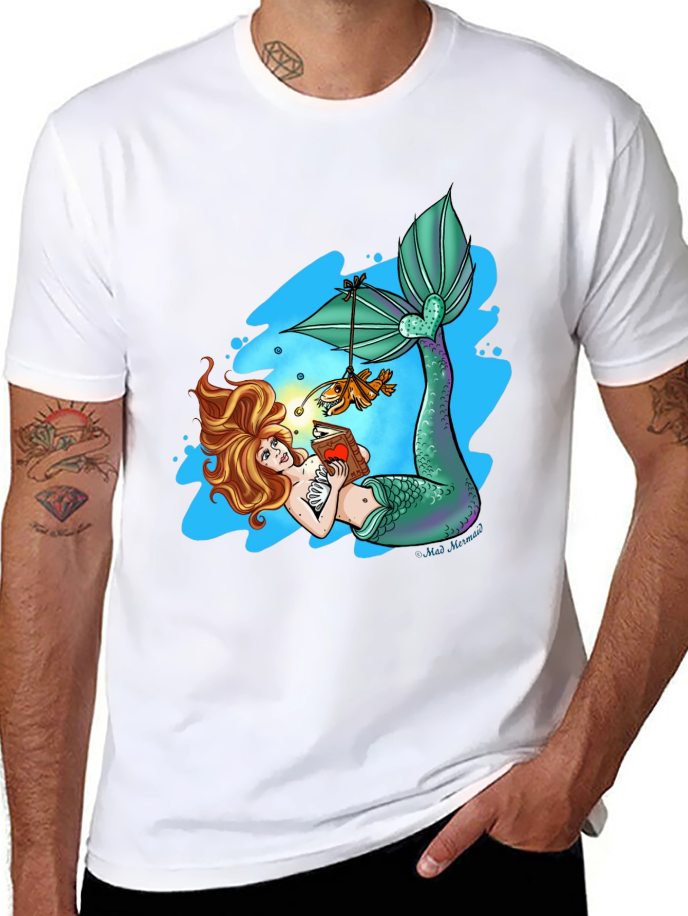 Mermaid Reading Book T-Shirt - Unique Graphic Tee