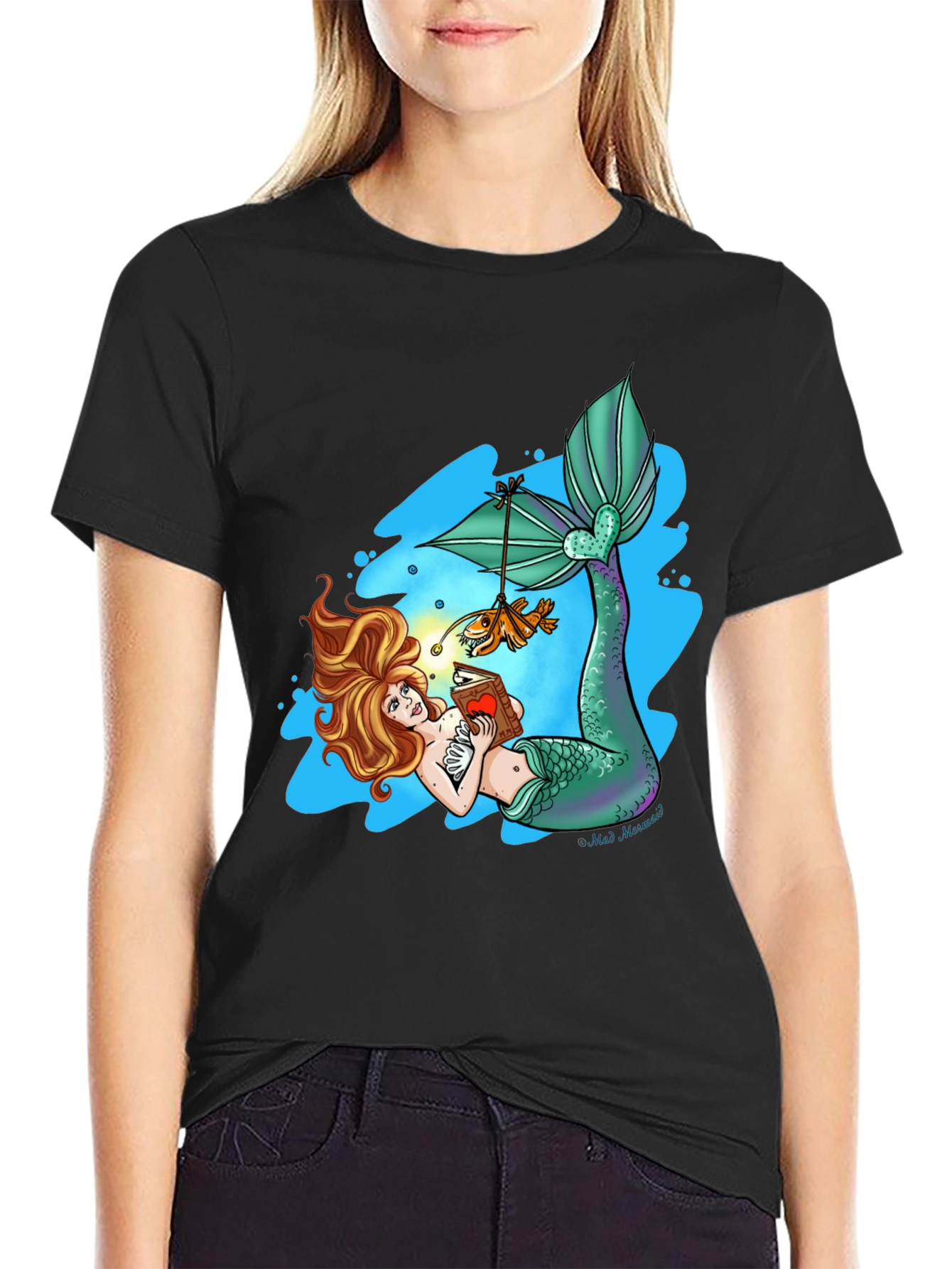 Mermaid Reading Book T-Shirt - Unique Graphic Tee
