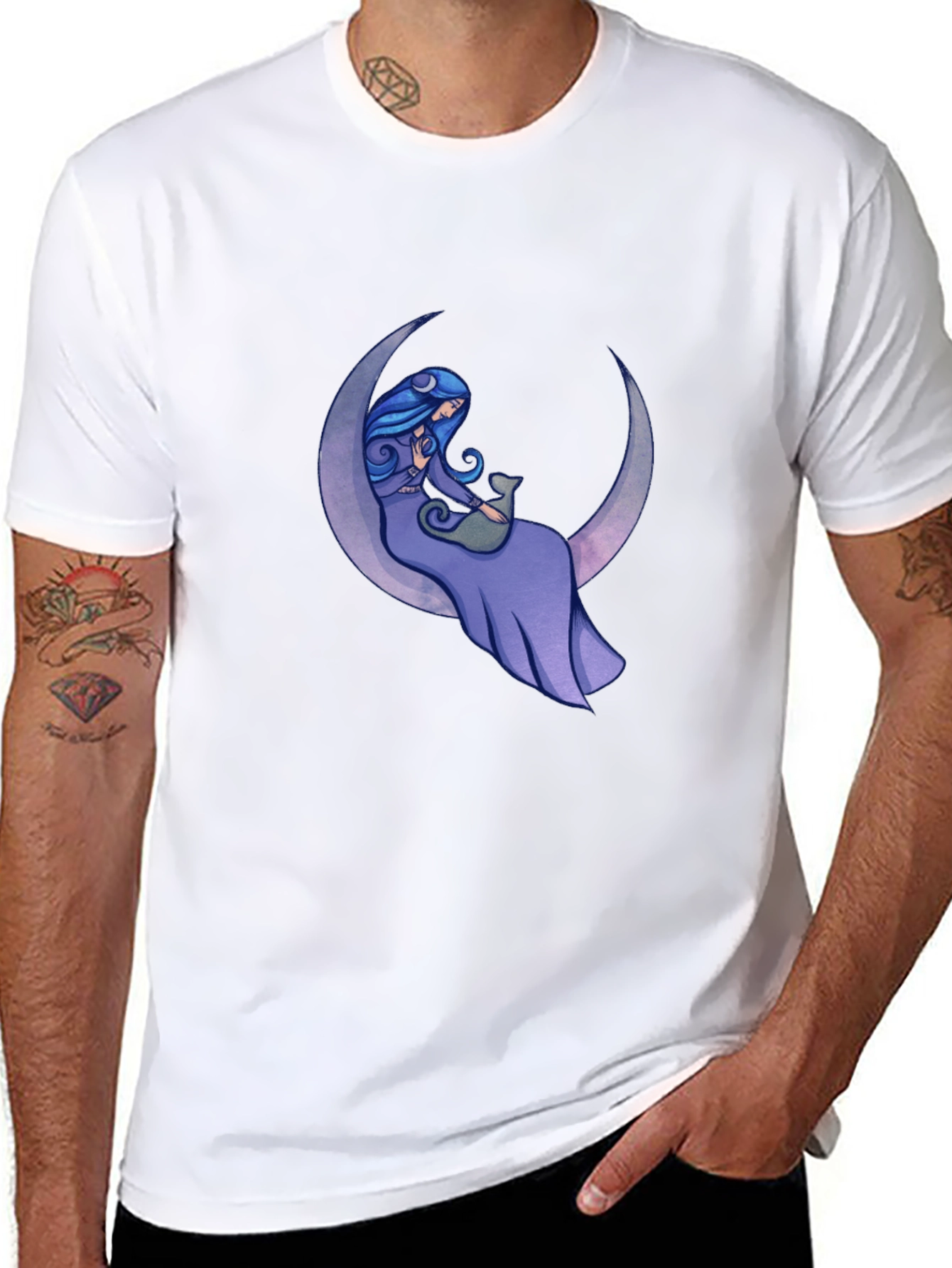 Woman on Moon Graphic T-Shirt - Black