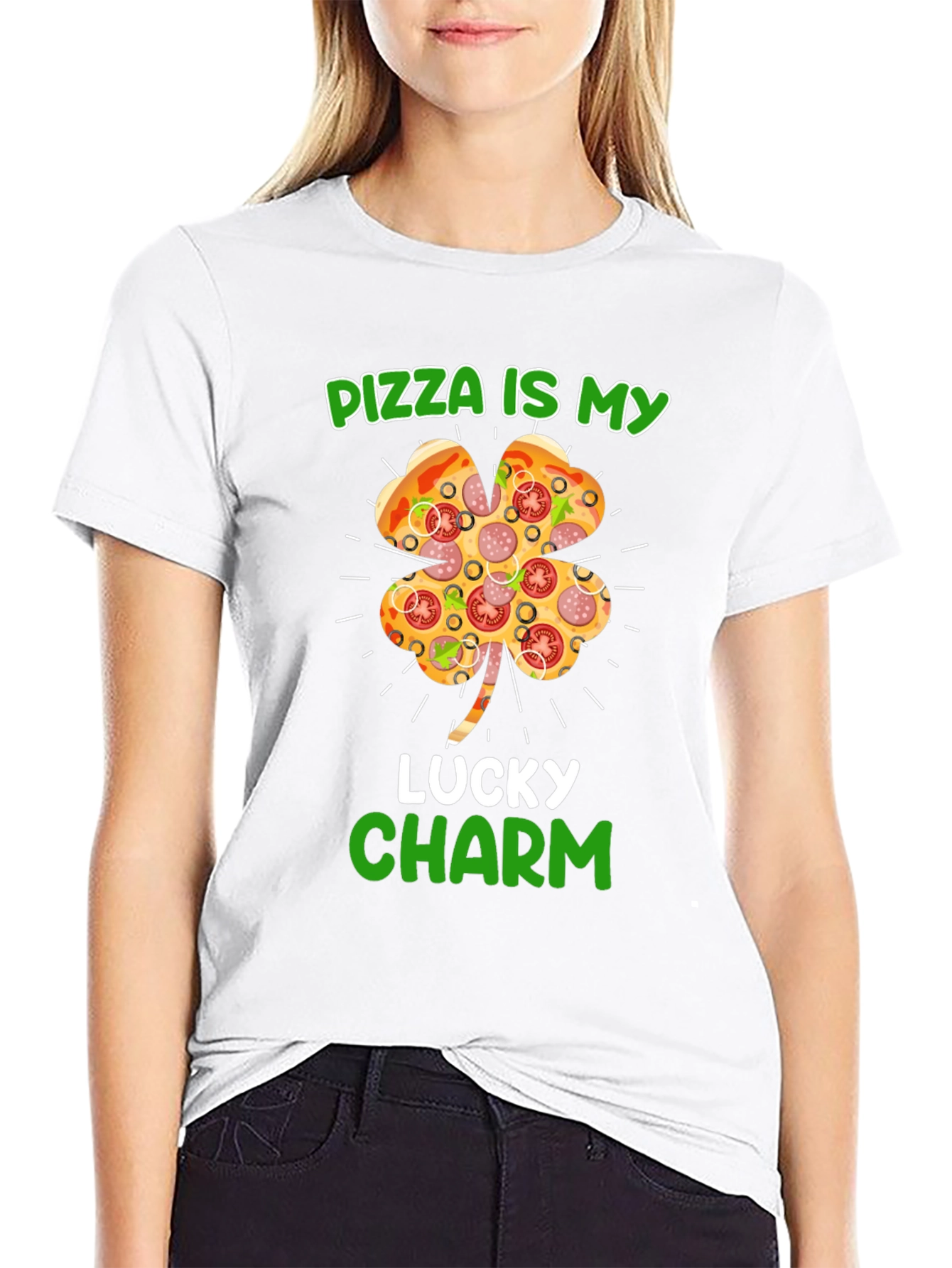 Pizza Lucky Charm St. Patricks Day Graphic T-Shirt
