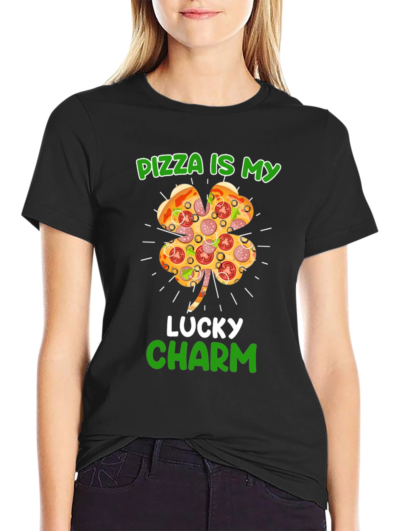 Pizza Lucky Charm St. Patricks Day Graphic T-Shirt