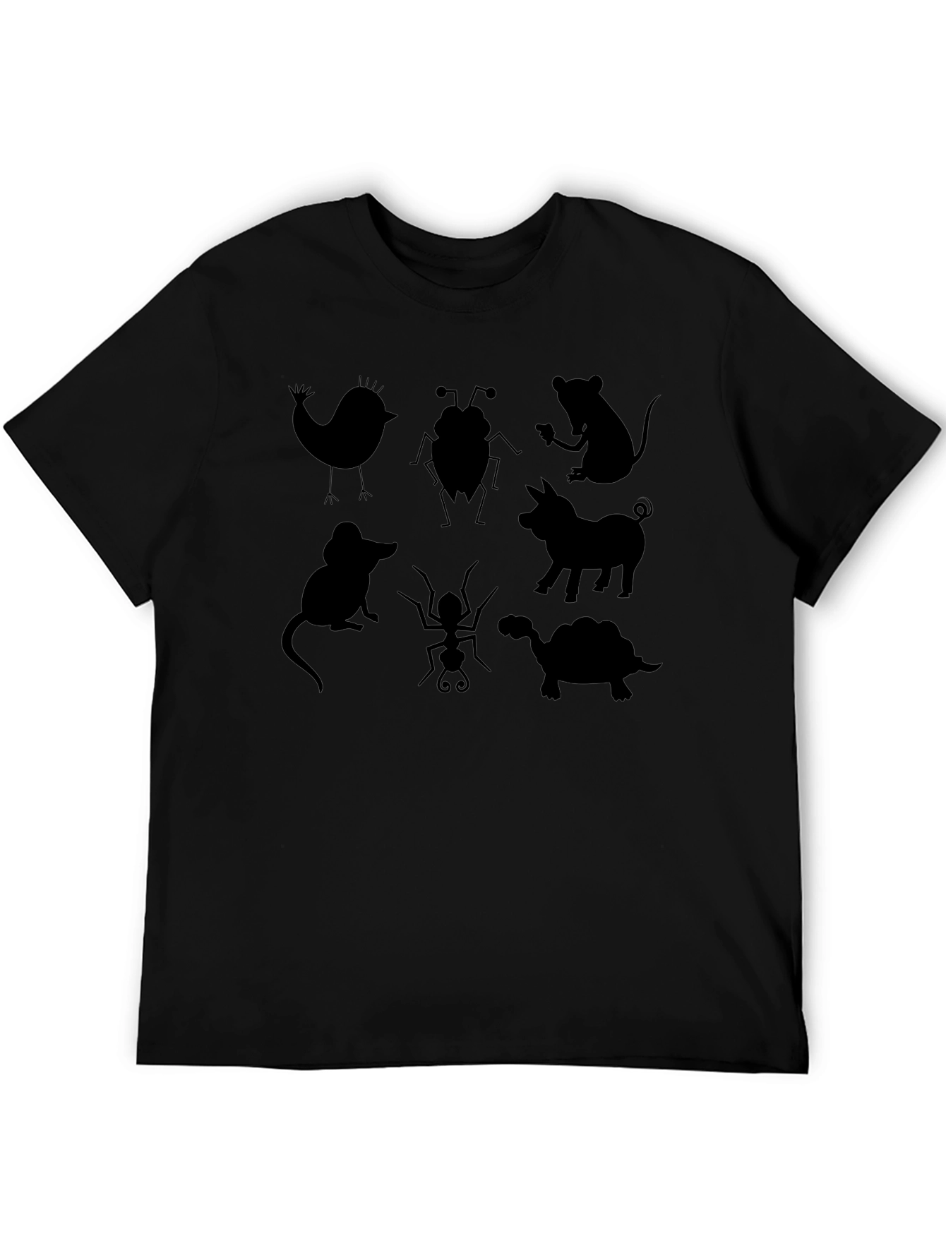 Animal Silhouette Graphic Tee - Black