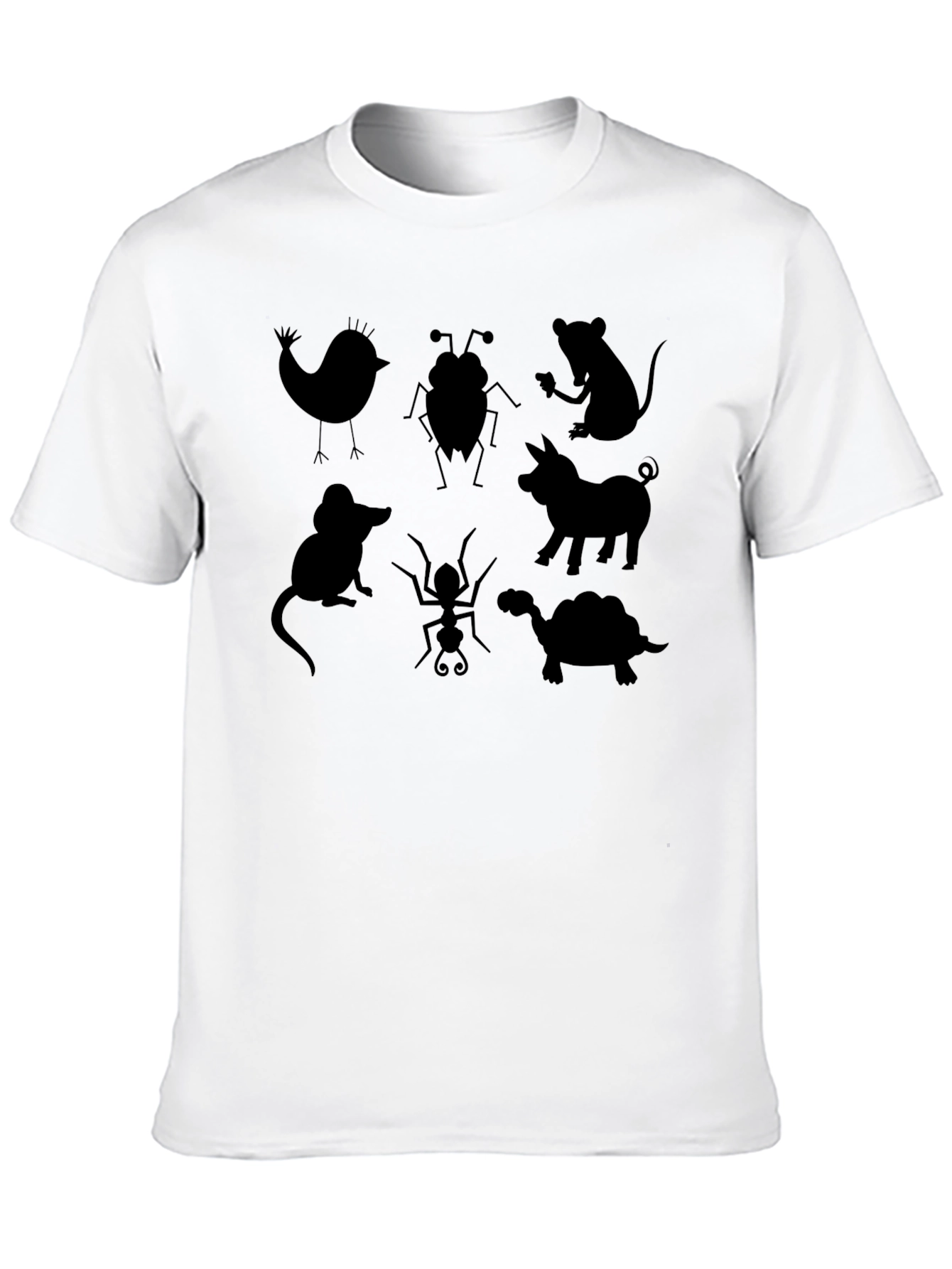 Animal Silhouette Graphic Tee - Black
