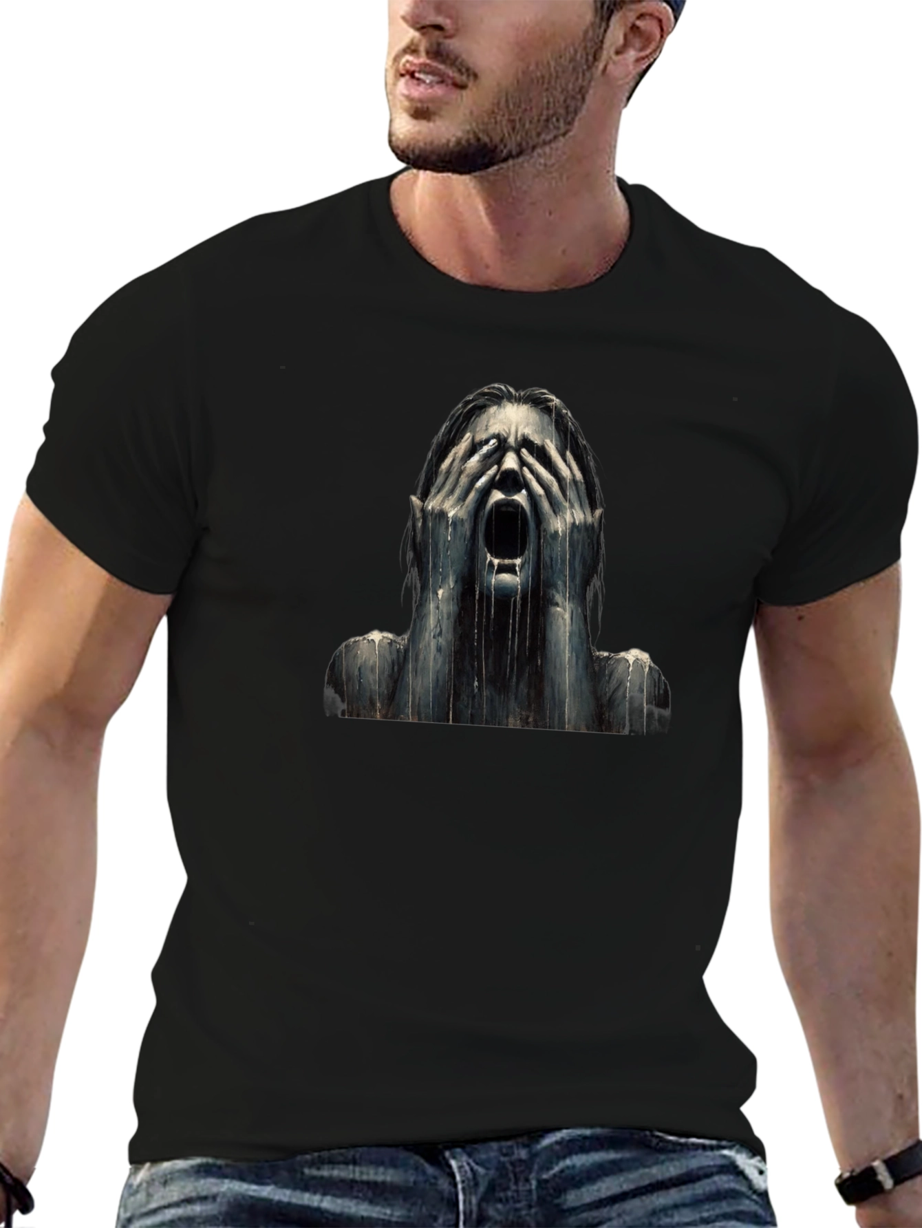 Screaming Woman Graphic Black T-Shirt