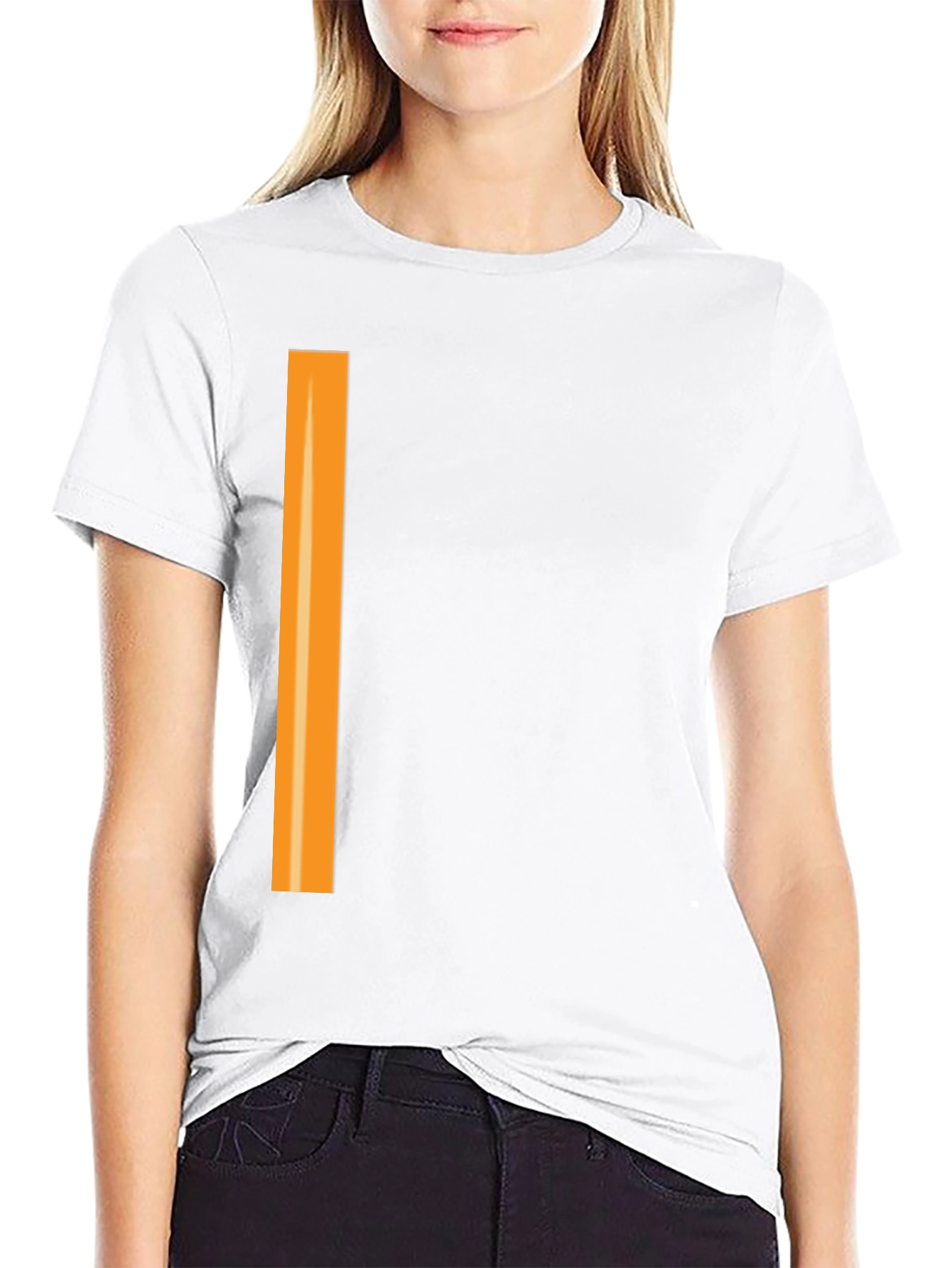 Mens Black Tee with Orange Stripe