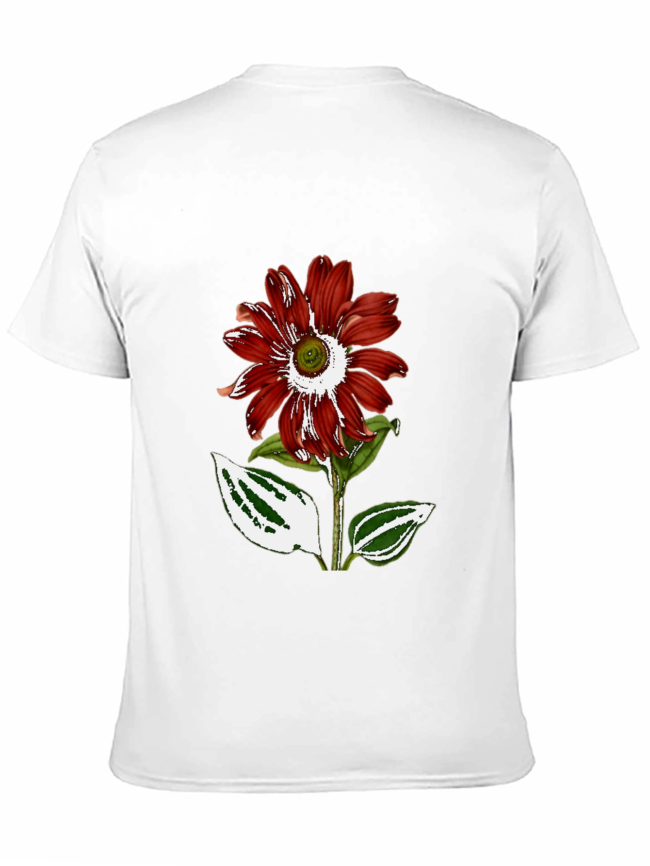 Red Flower Graphic Black T-Shirt