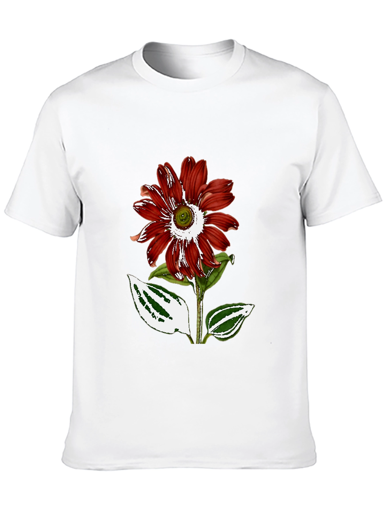 Red Flower Graphic Black T-Shirt