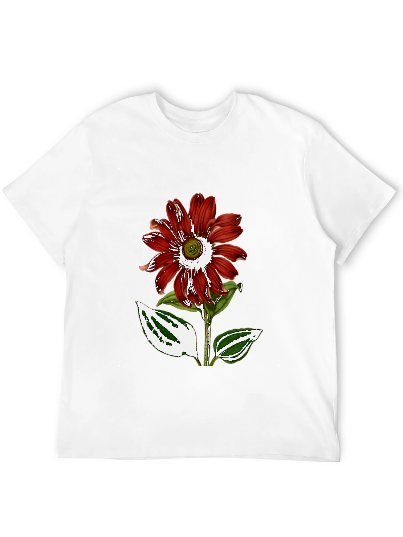Red Flower Graphic Black T-Shirt