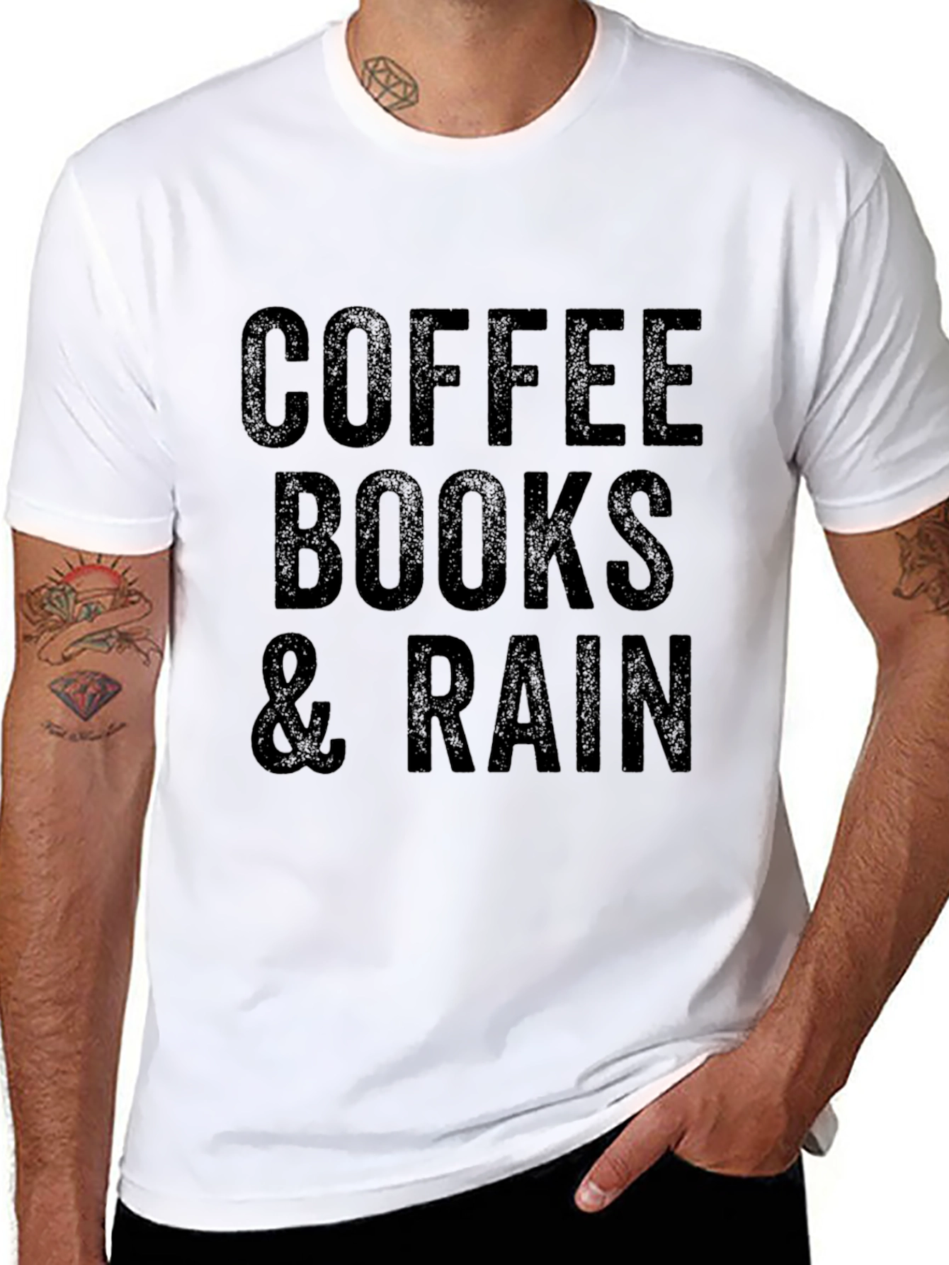 Coffee Books & Rain Graphic T-Shirt