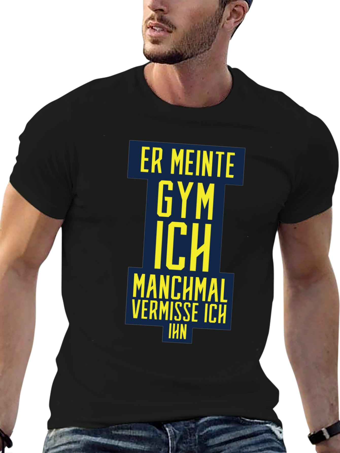 Mens Black Graphic T-Shirt - Gym Humor