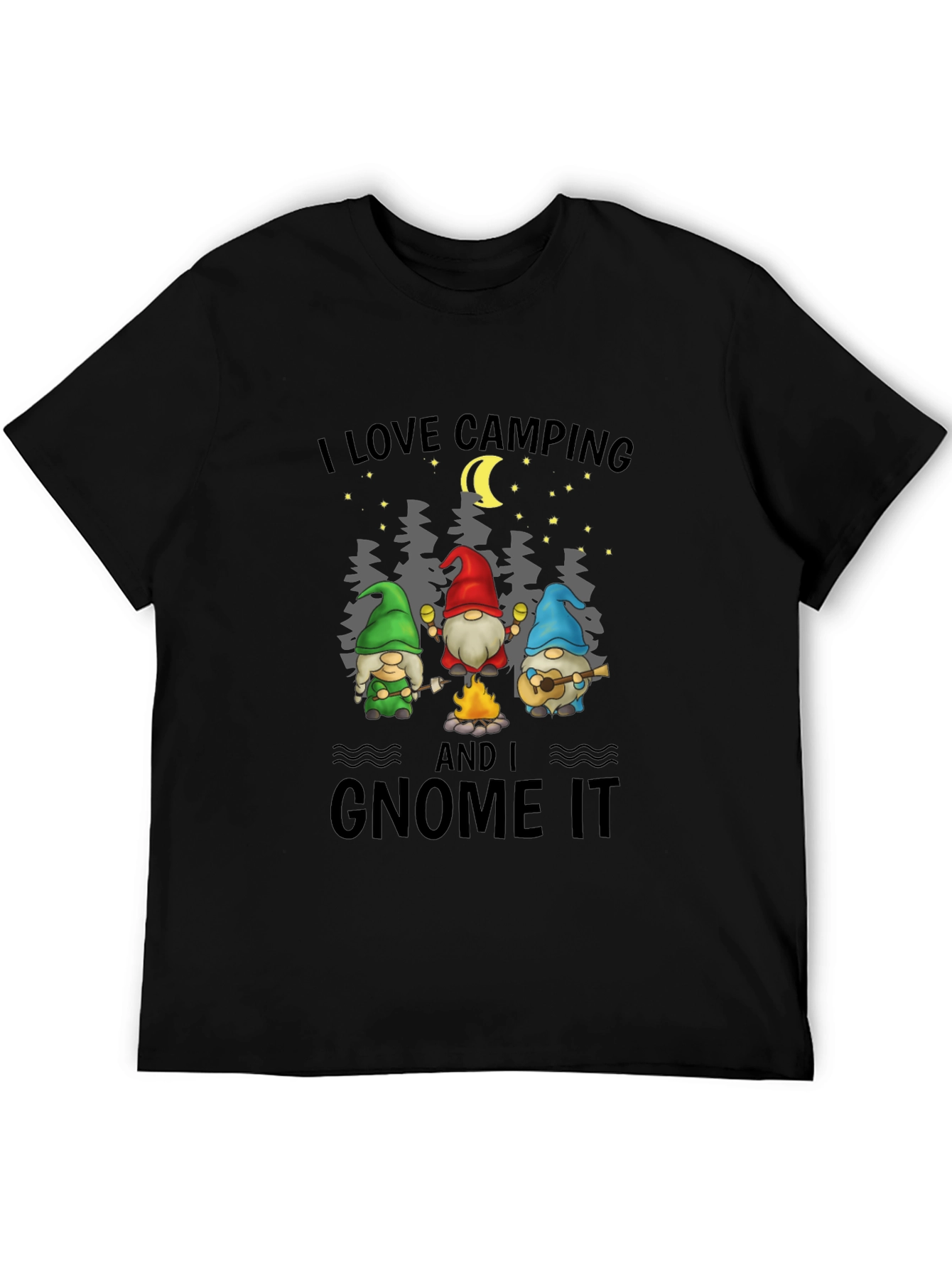 I Love Camping and I Gnome It Black T-Shirt