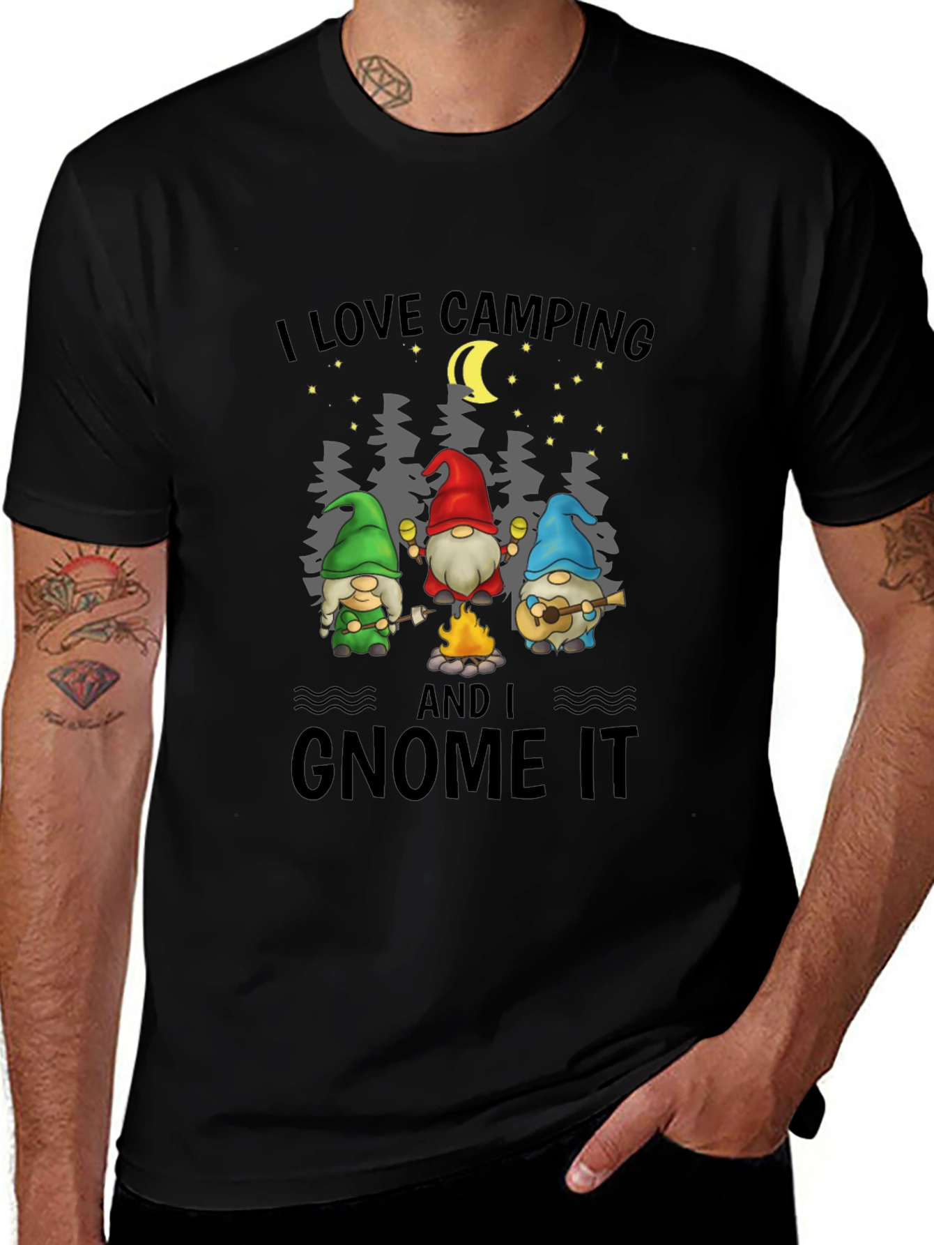 I Love Camping and I Gnome It Black T-Shirt