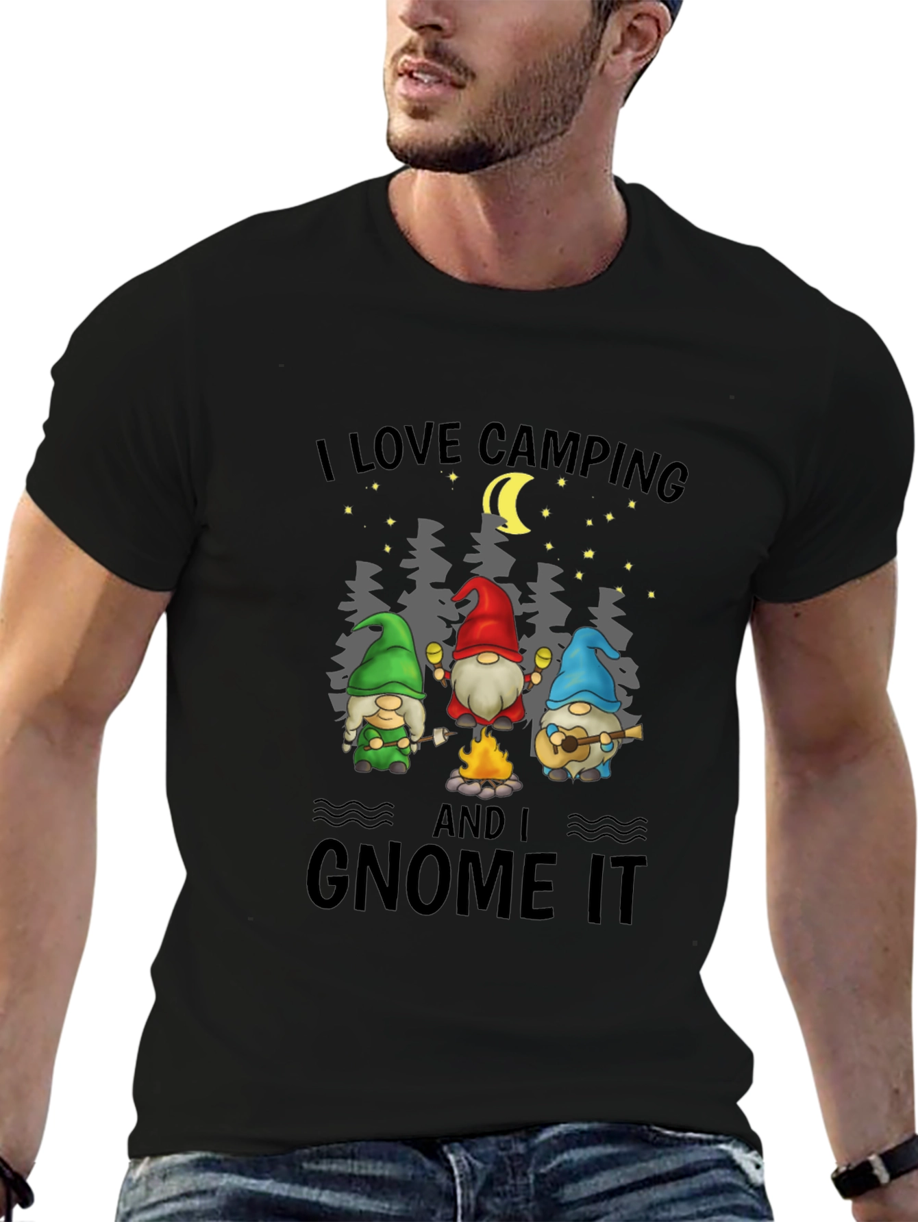 I Love Camping and I Gnome It Black T-Shirt