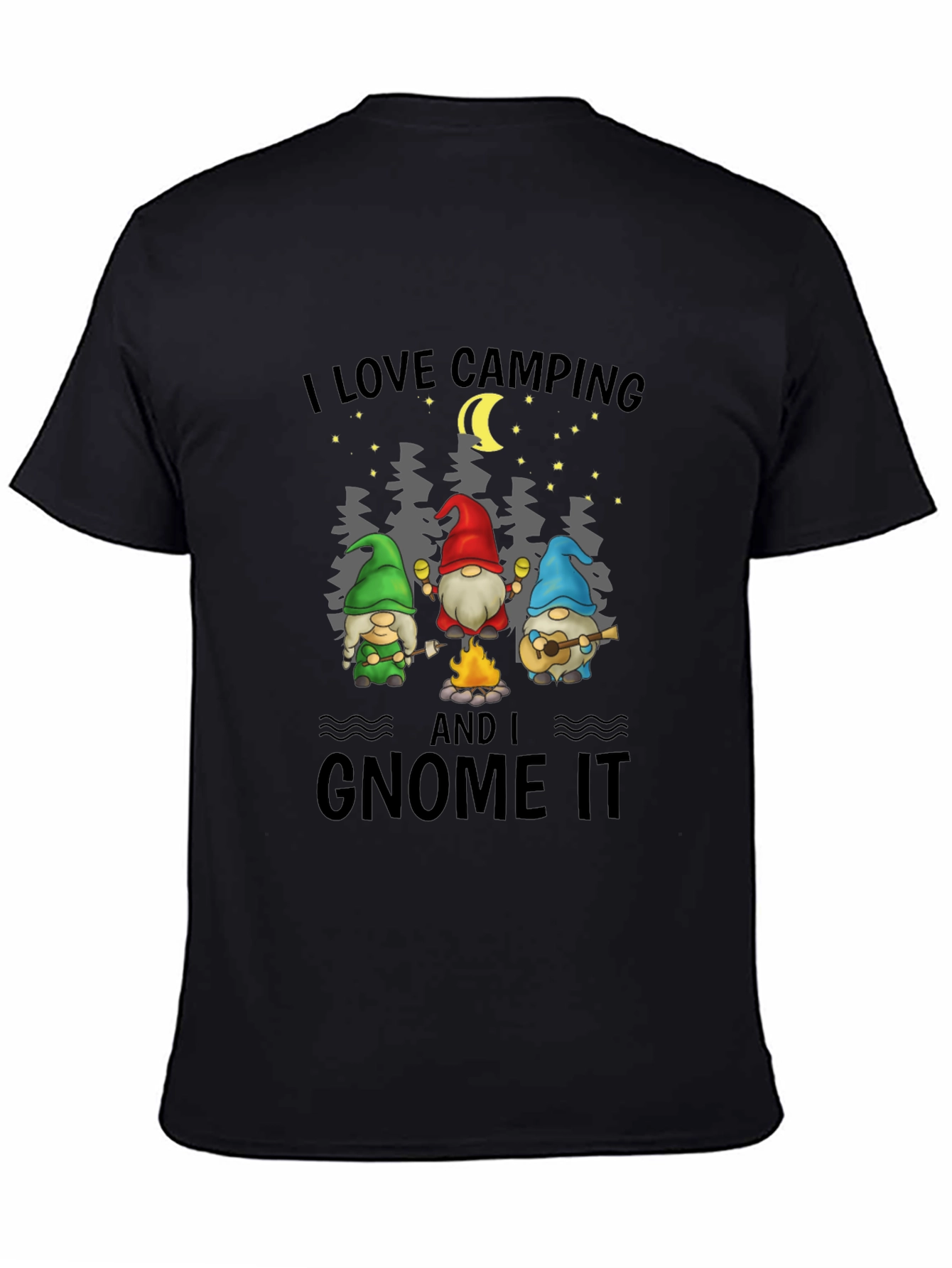 I Love Camping and I Gnome It Black T-Shirt