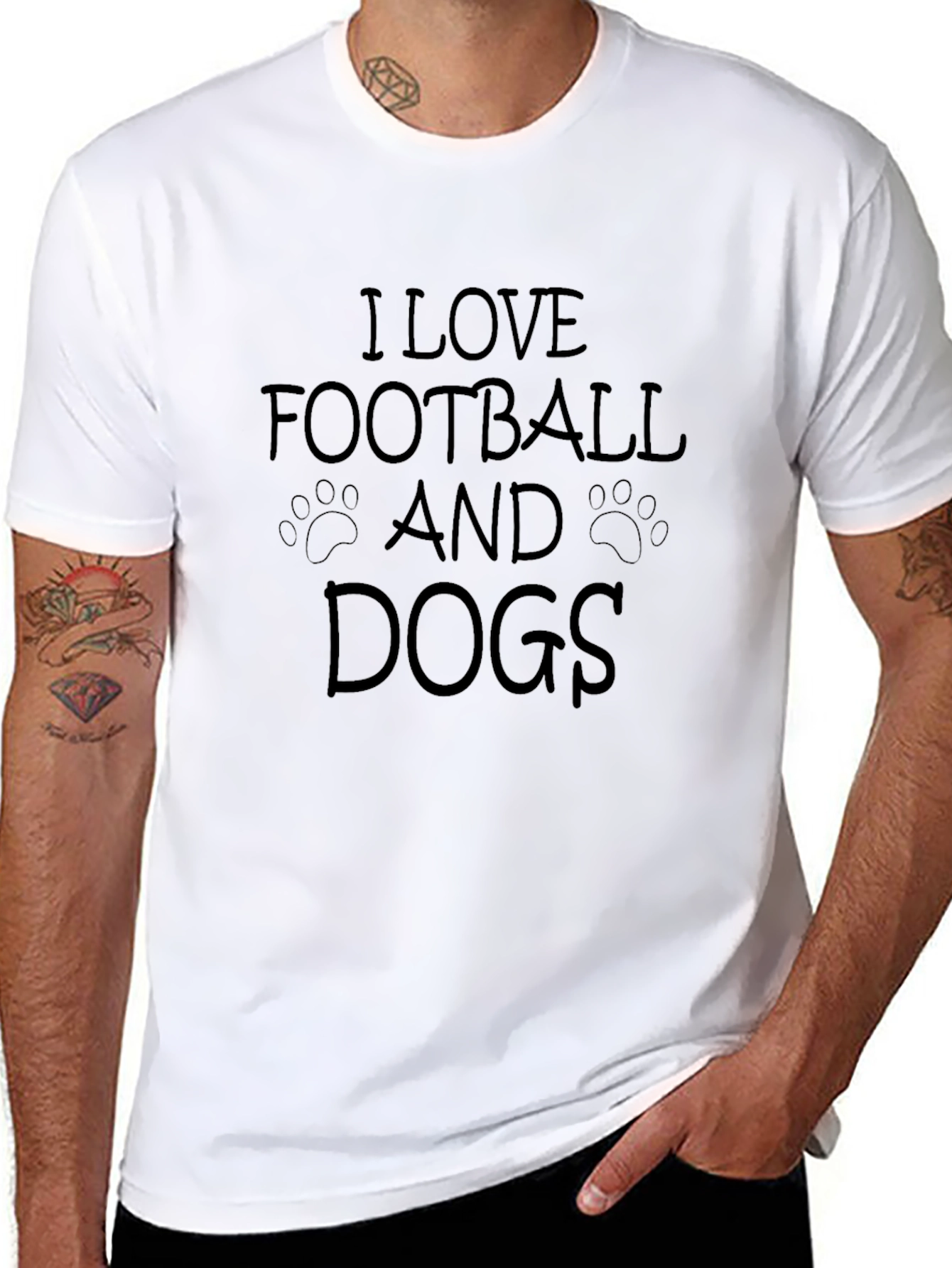 I Love Football and Dogs Graphic Tee