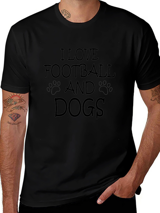 I Love Football and Dogs Graphic Tee