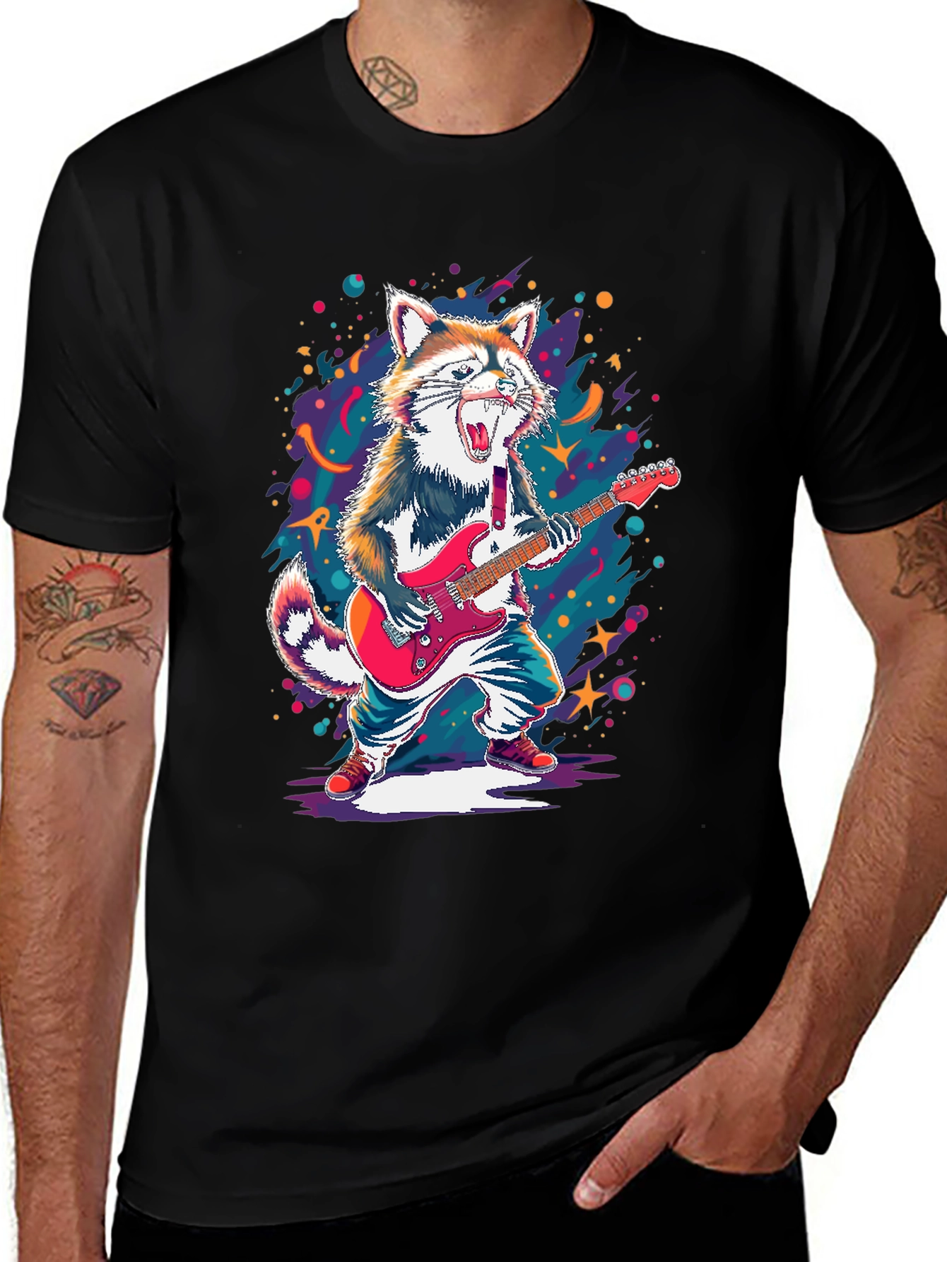 Rockin Raccoon Graphic Tee - Black