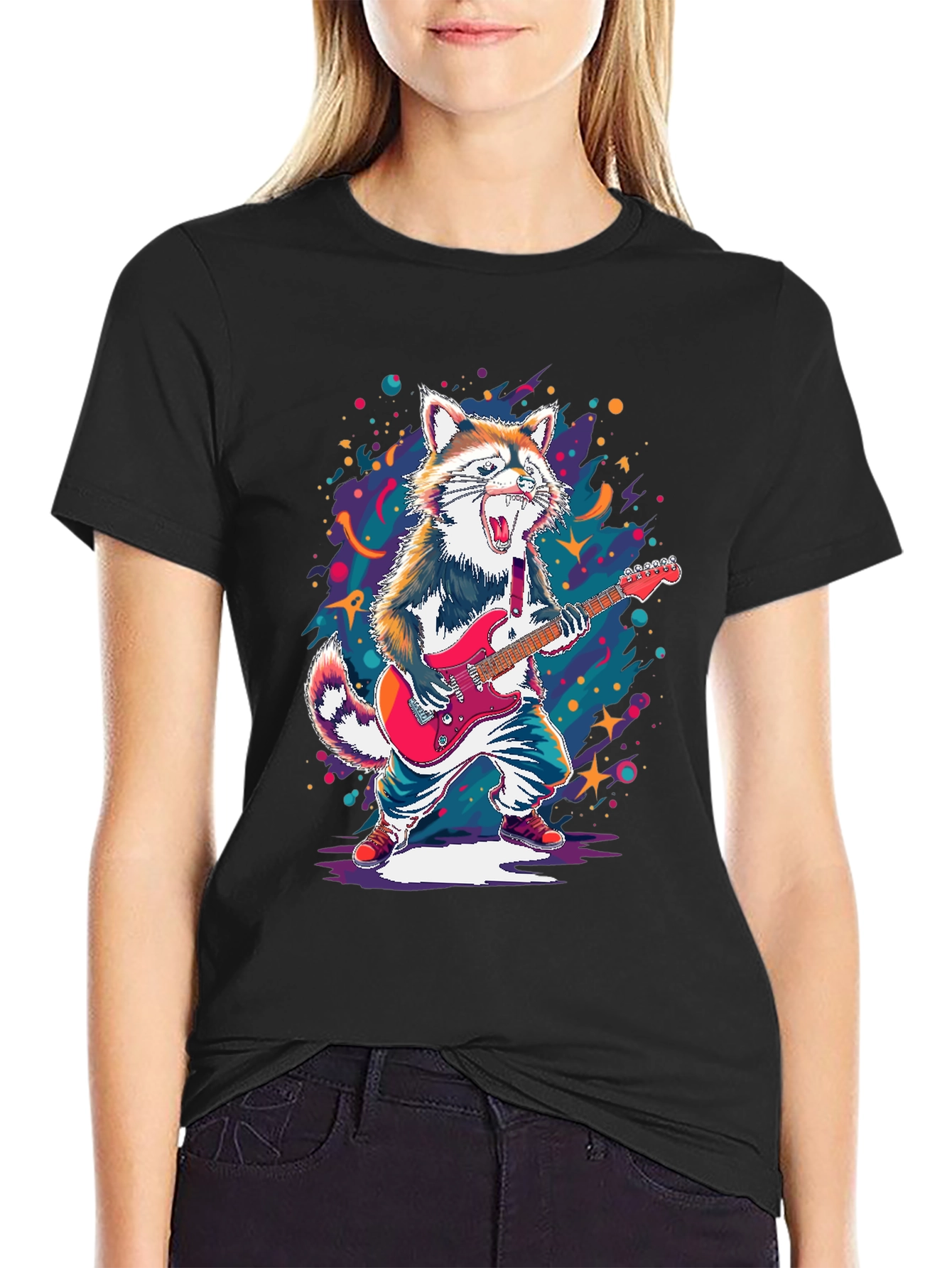 Rockin Raccoon Graphic Tee - Black