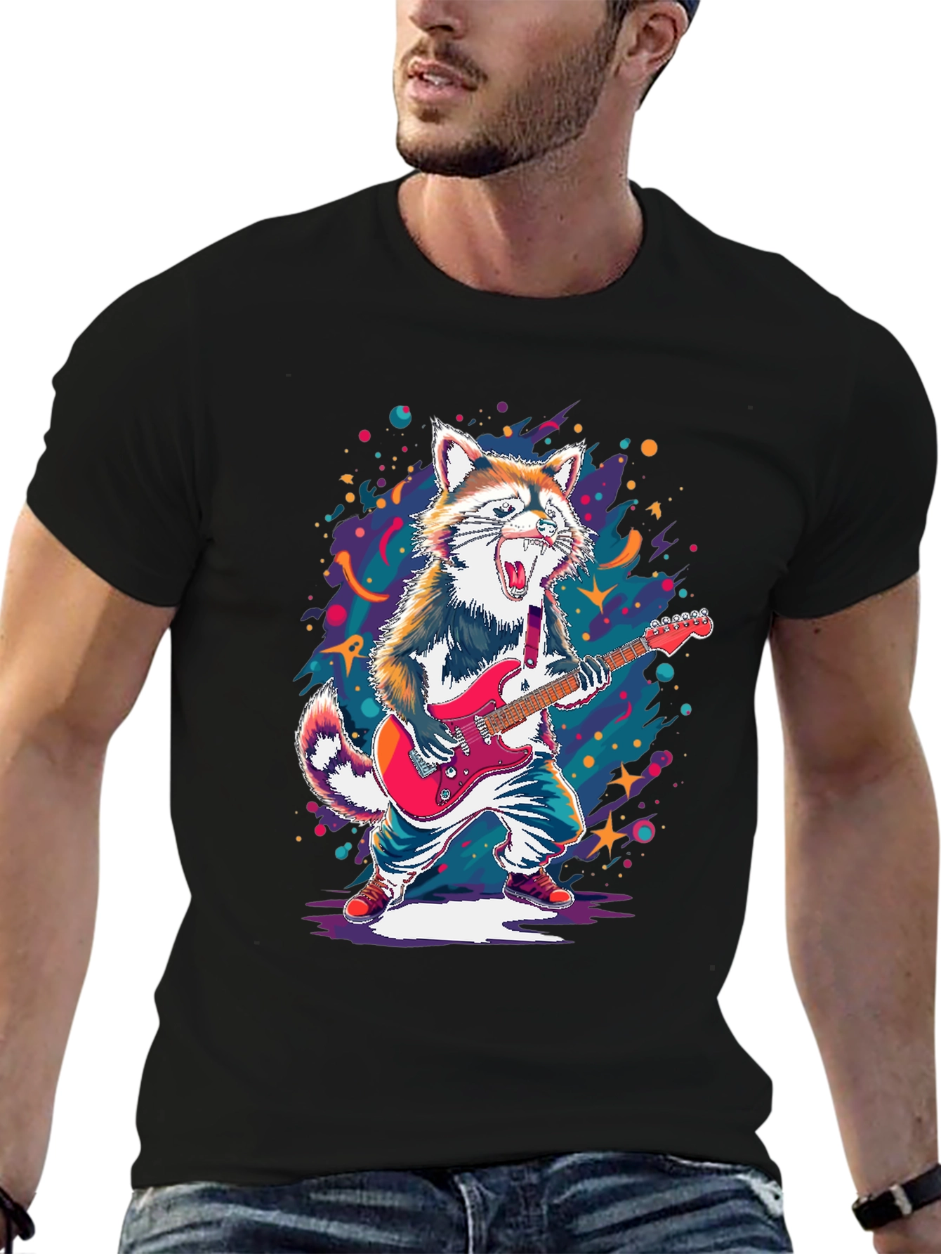 Rockin Raccoon Graphic Tee - Black
