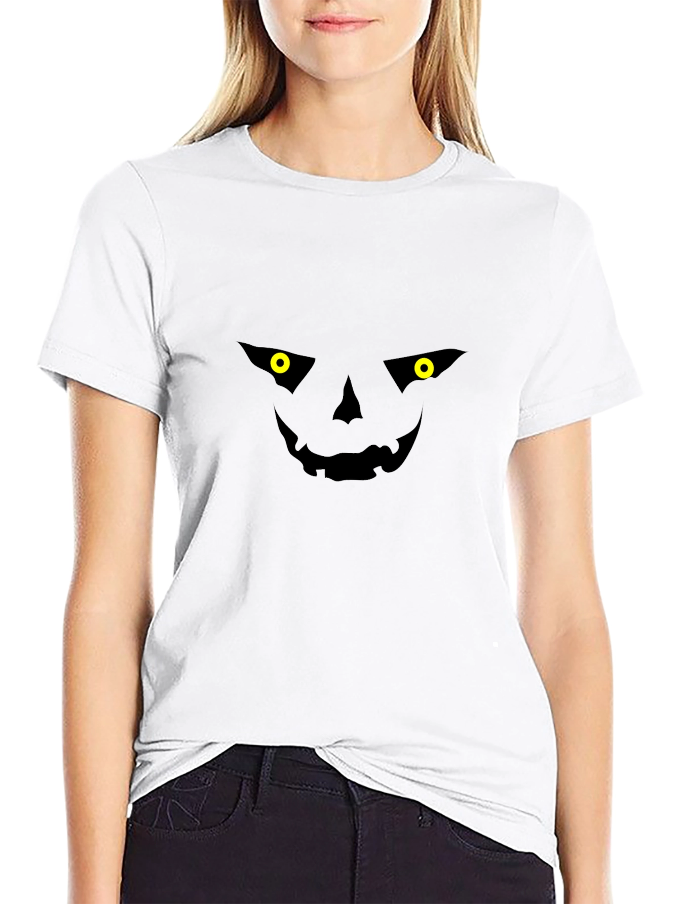 Spooky Jack-o-Lantern Face Black T-Shirt