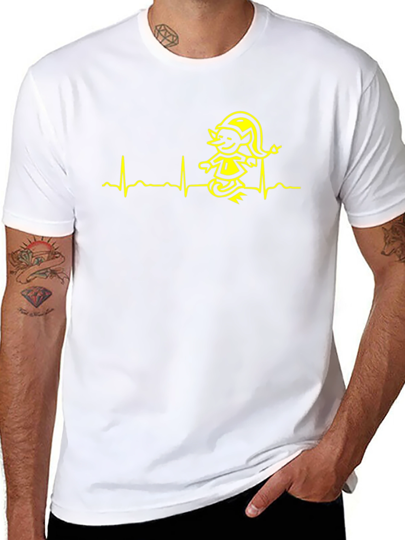 Elf Heartbeat T-Shirt - Black Cotton Tee