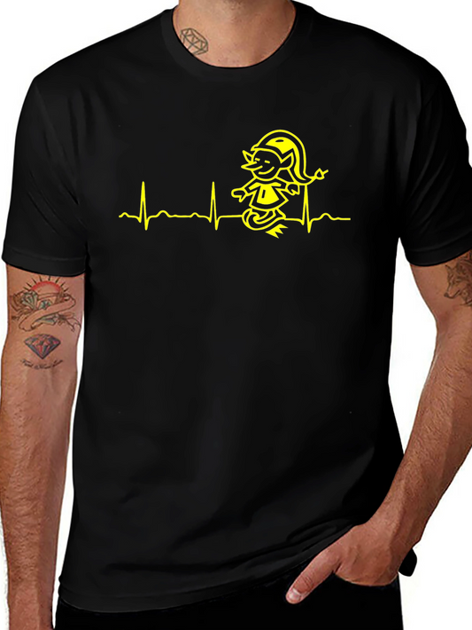 Elf Heartbeat T-Shirt - Black Cotton Tee