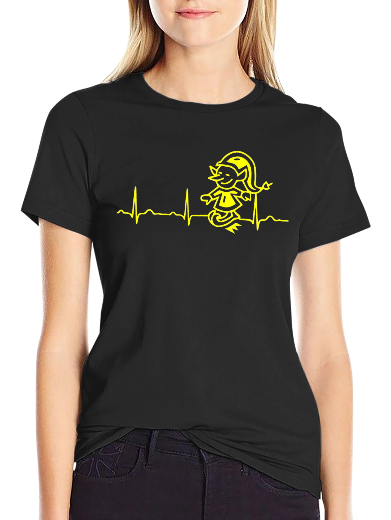 Elf Heartbeat T-Shirt - Black Cotton Tee